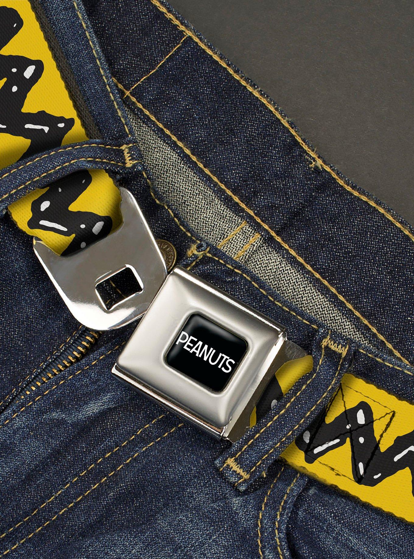 Peanuts Charlie Zig Zag Stripe Youth Seatbelt Buckle Belt, , hi-res