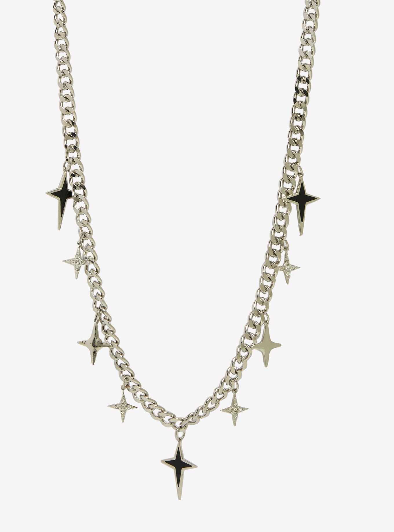 Black & Silver Star 22 Inch Wallet Chain, , hi-res