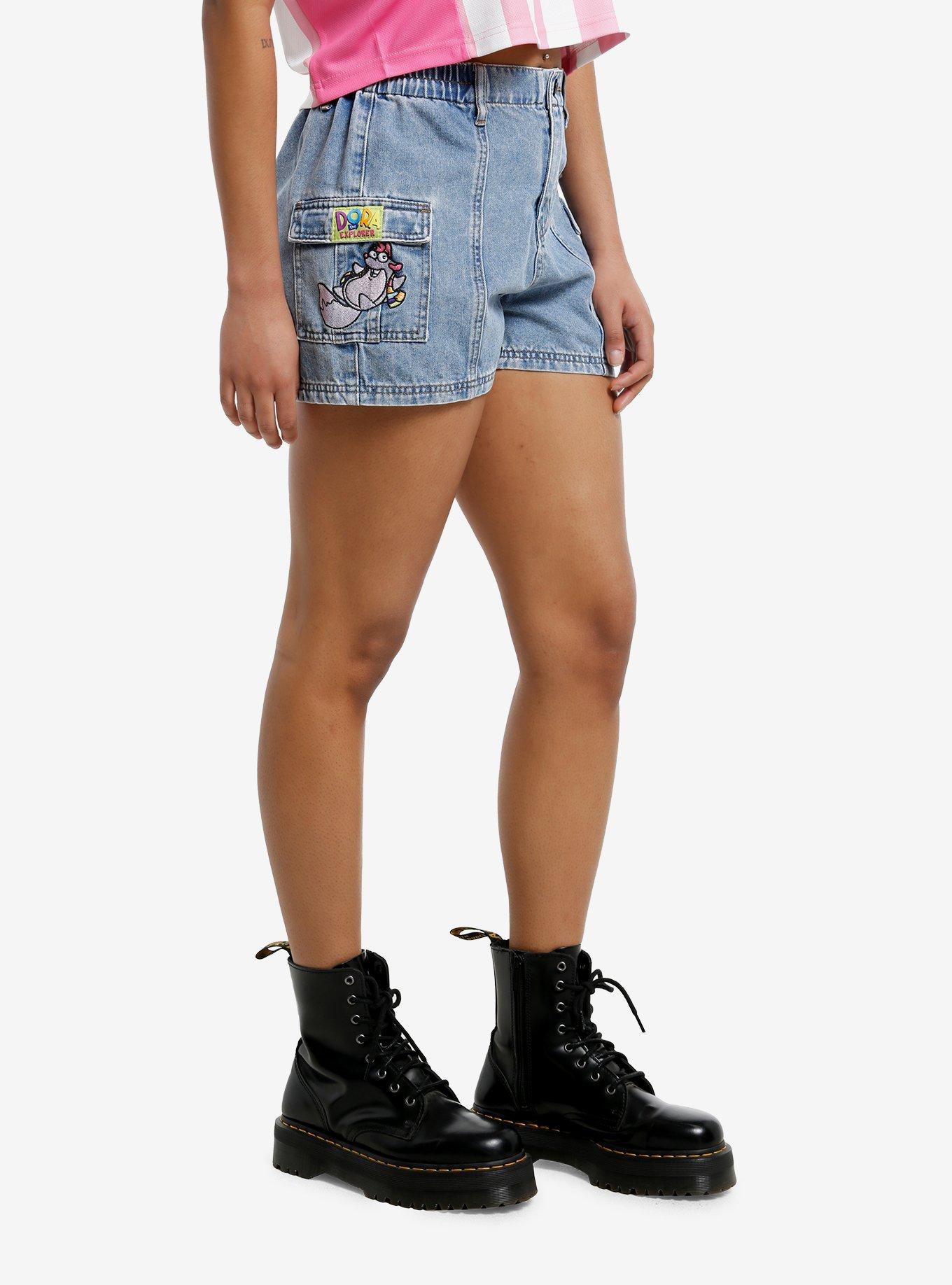 Dora The Explorer Denim Cargo Shorts, MULTI, alternate