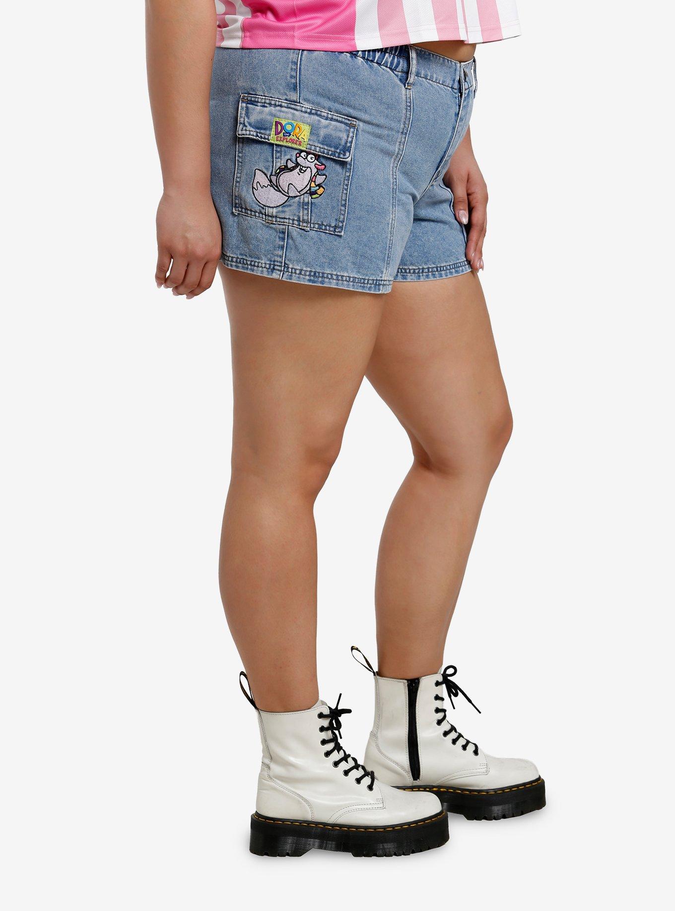 Dora The Explorer Denim Cargo Shorts Plus Size, MULTI, alternate