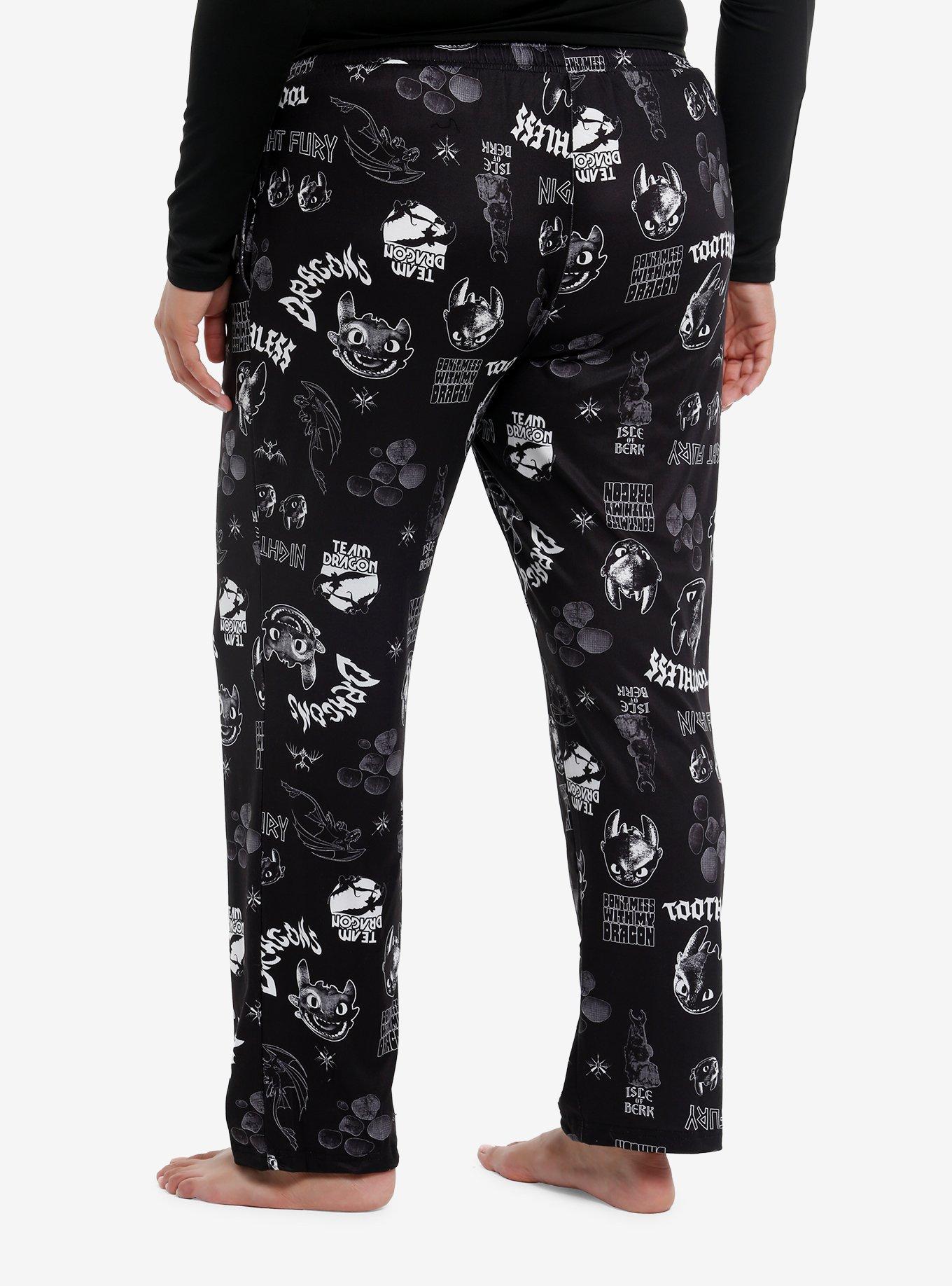 How To Train Your Dragon Toothless Collage Pajama Pants Plus Size, , hi-res