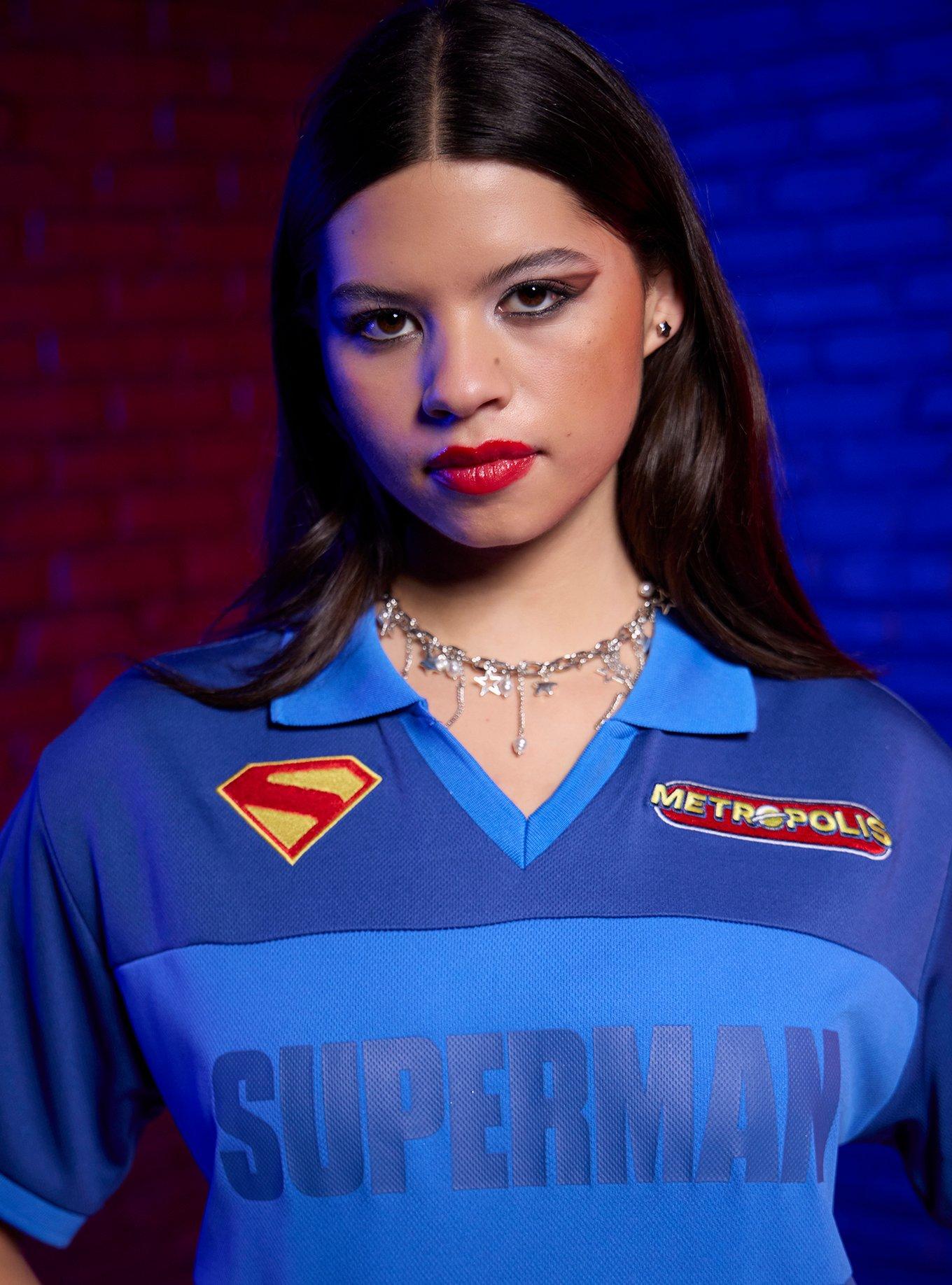 DC Comics Superman Clark Kent Girls Crop Jersey, BLUE  NAVY, alternate