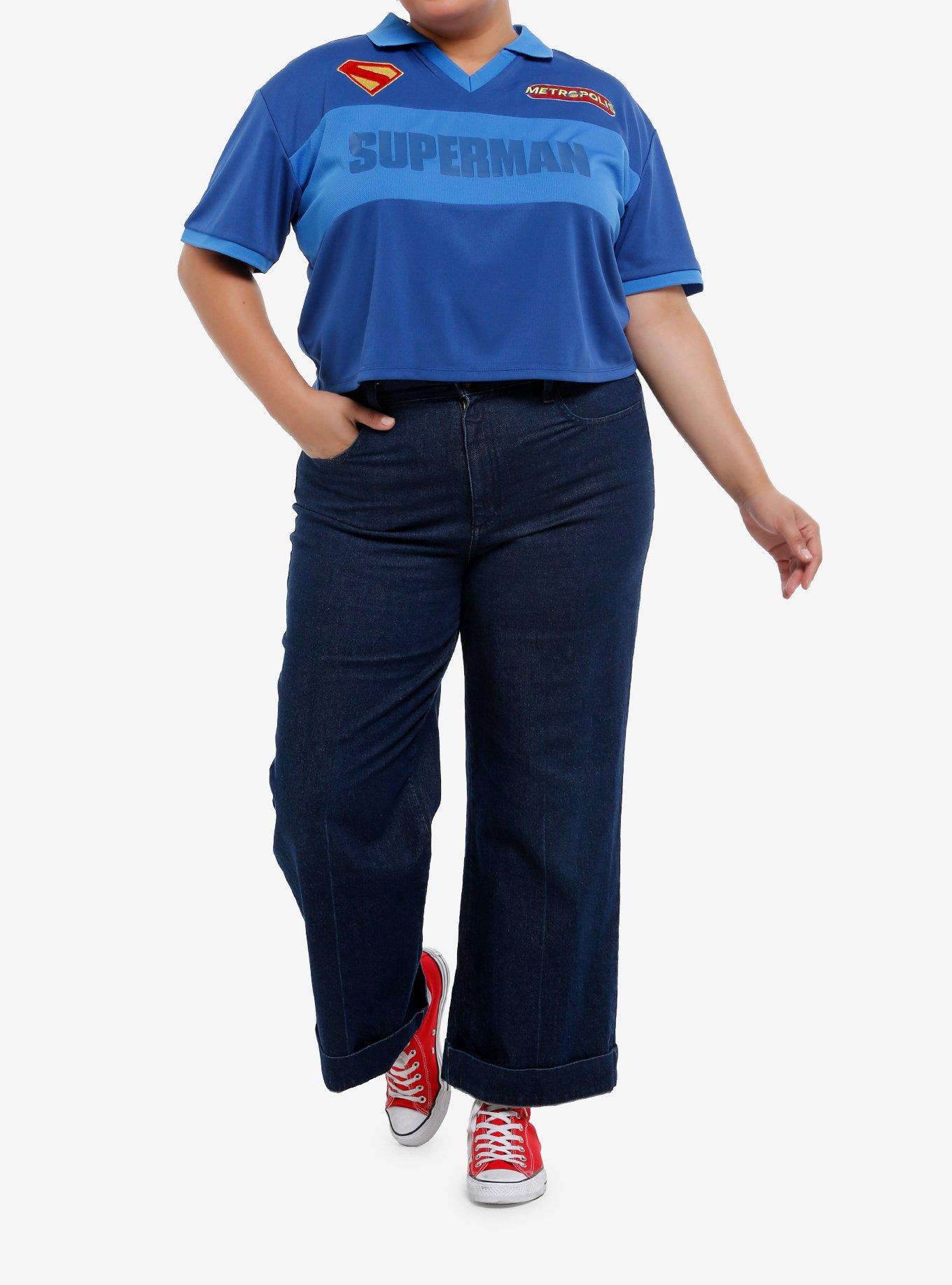 DC Comics Superman Clark Kent Girls Crop Jersey Plus Size, BLUE  NAVY, alternate