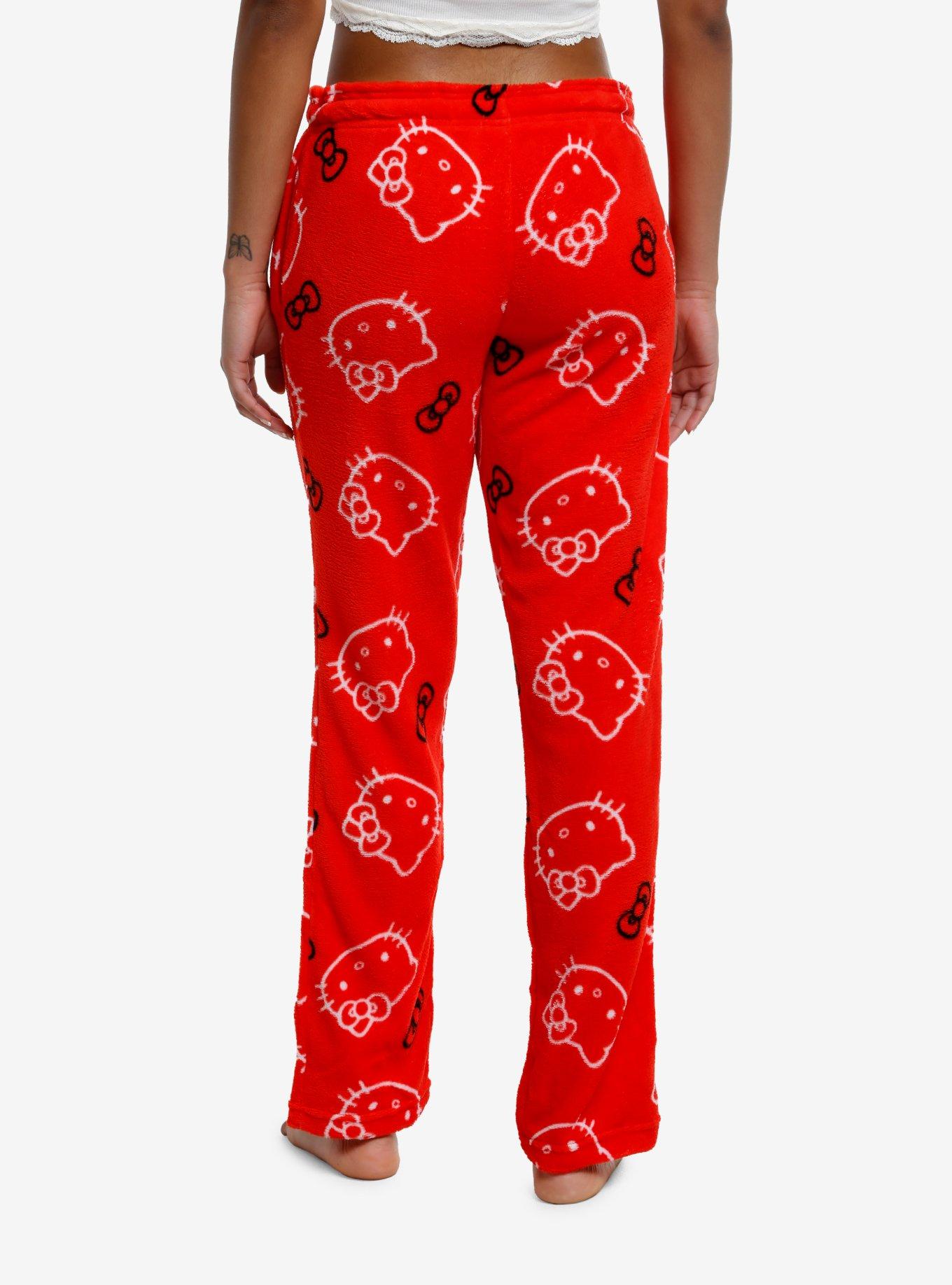 Hello Kitty Icons Plush Pajama Pants, RED, alternate