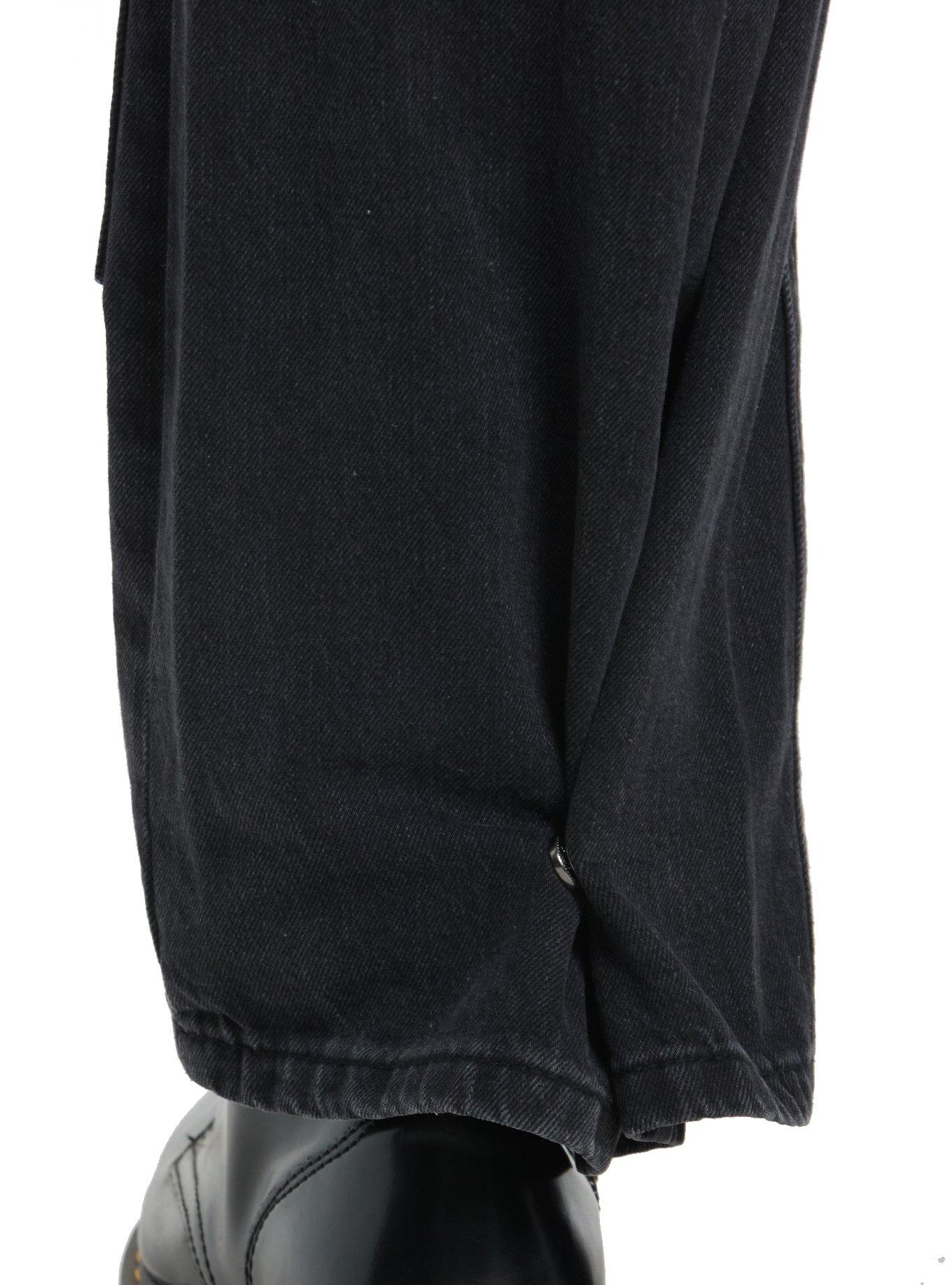 Social Collision Black Chap Panel Wide Leg Denim Pants, BLACK, alternate
