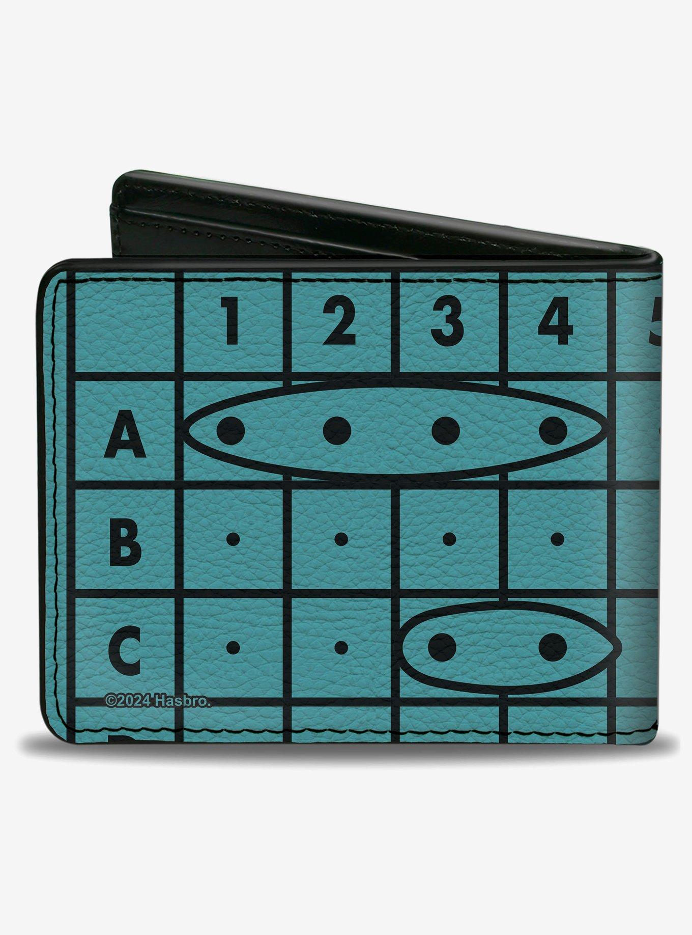 Battleship Grids and Ships Blue Black Bifold Wallet, , hi-res