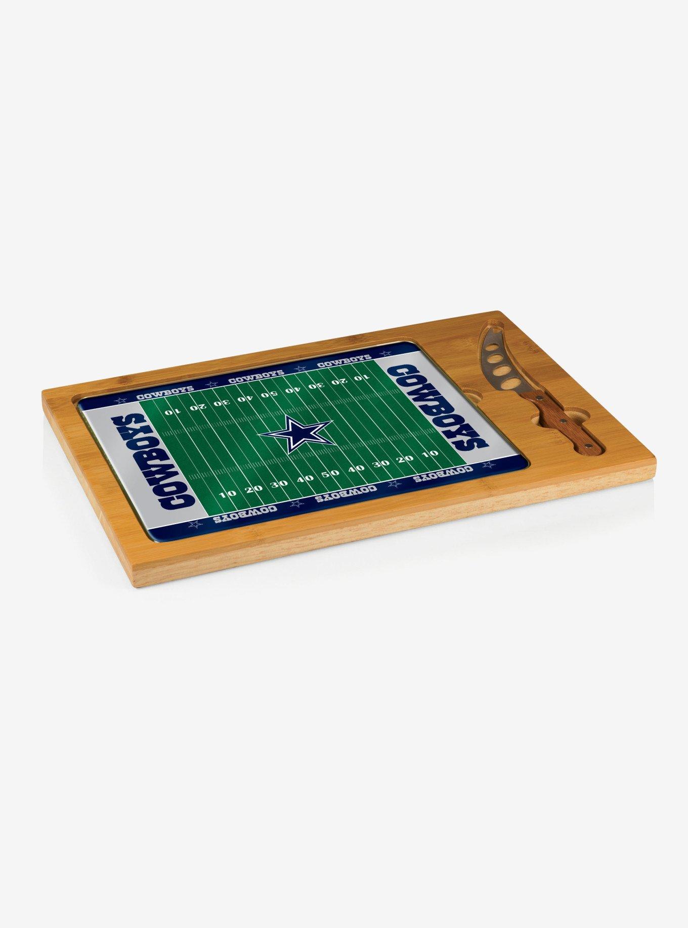 NFL Dallas Cowboys Football Field Glass Top Cutting Board & Knife, , alternate