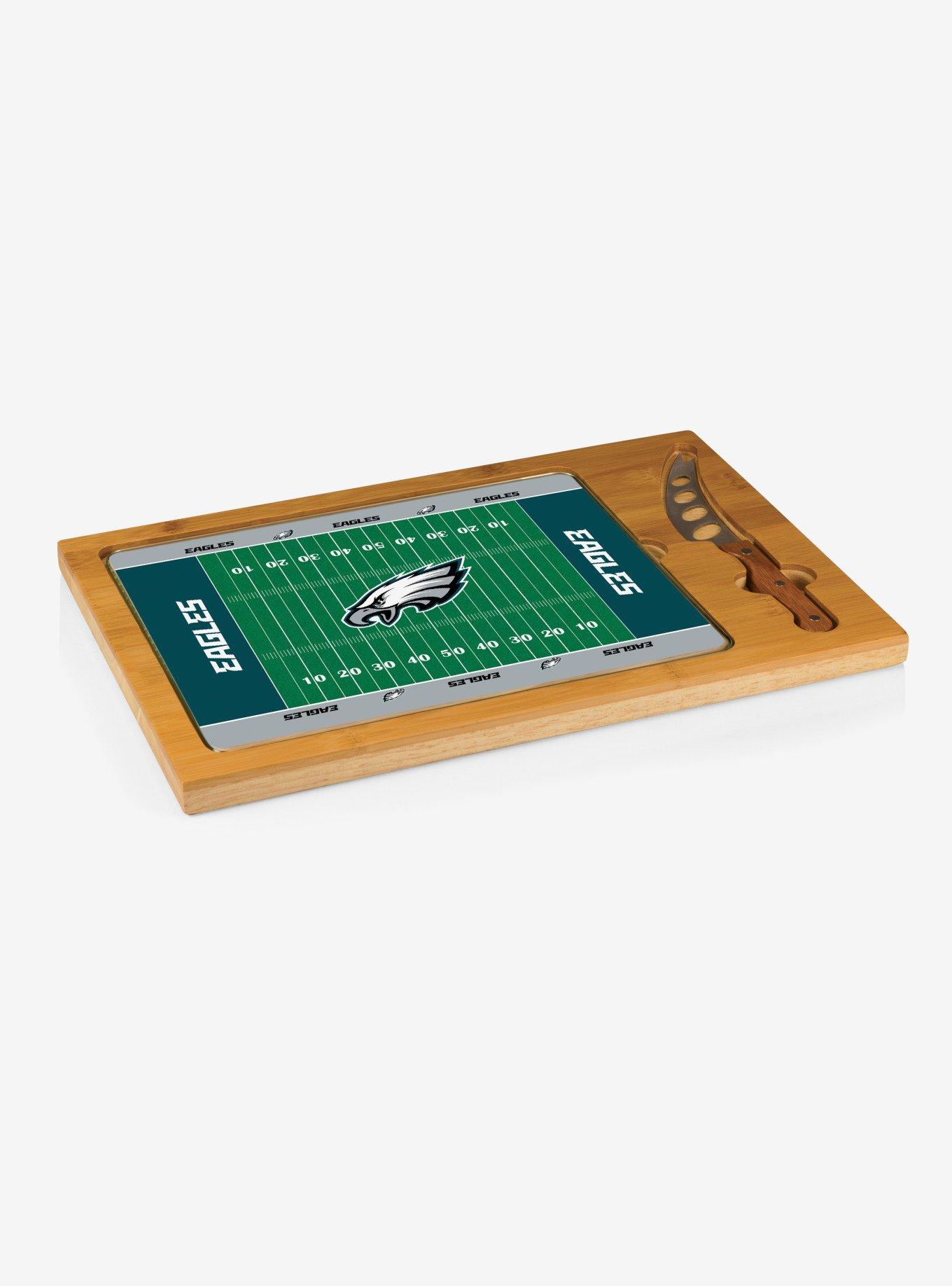 NFL Philadelphia Eagles Football Field Glass Top Cutting Board & Knife, , hi-res