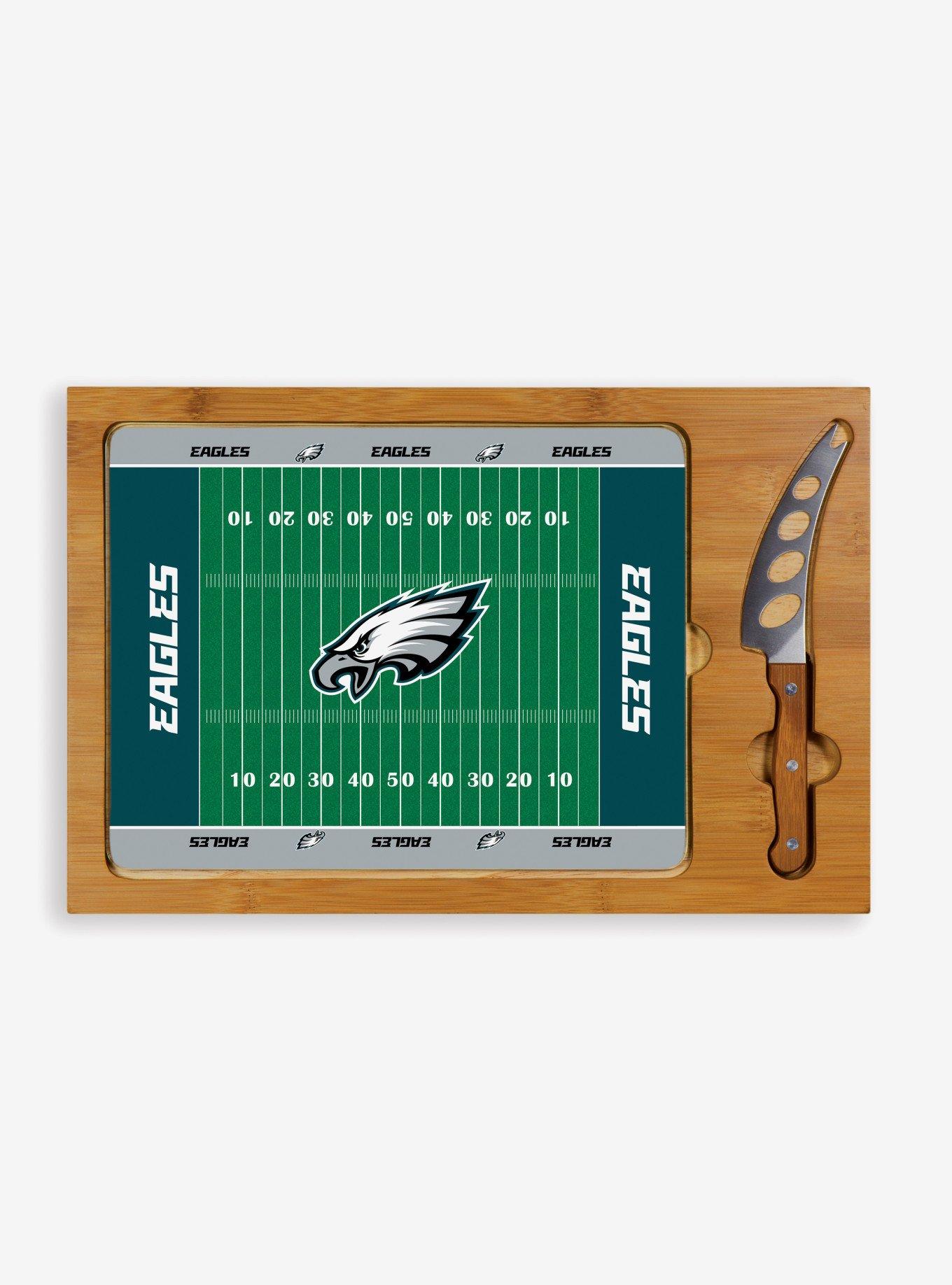 NFL Philadelphia Eagles Football Field Glass Top Cutting Board & Knife, , alternate