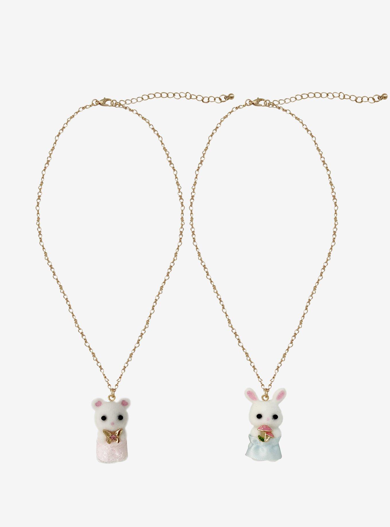 Thorn & Fable Mushroom Mouse & Bunny Best Friend Necklace Set, , hi-res