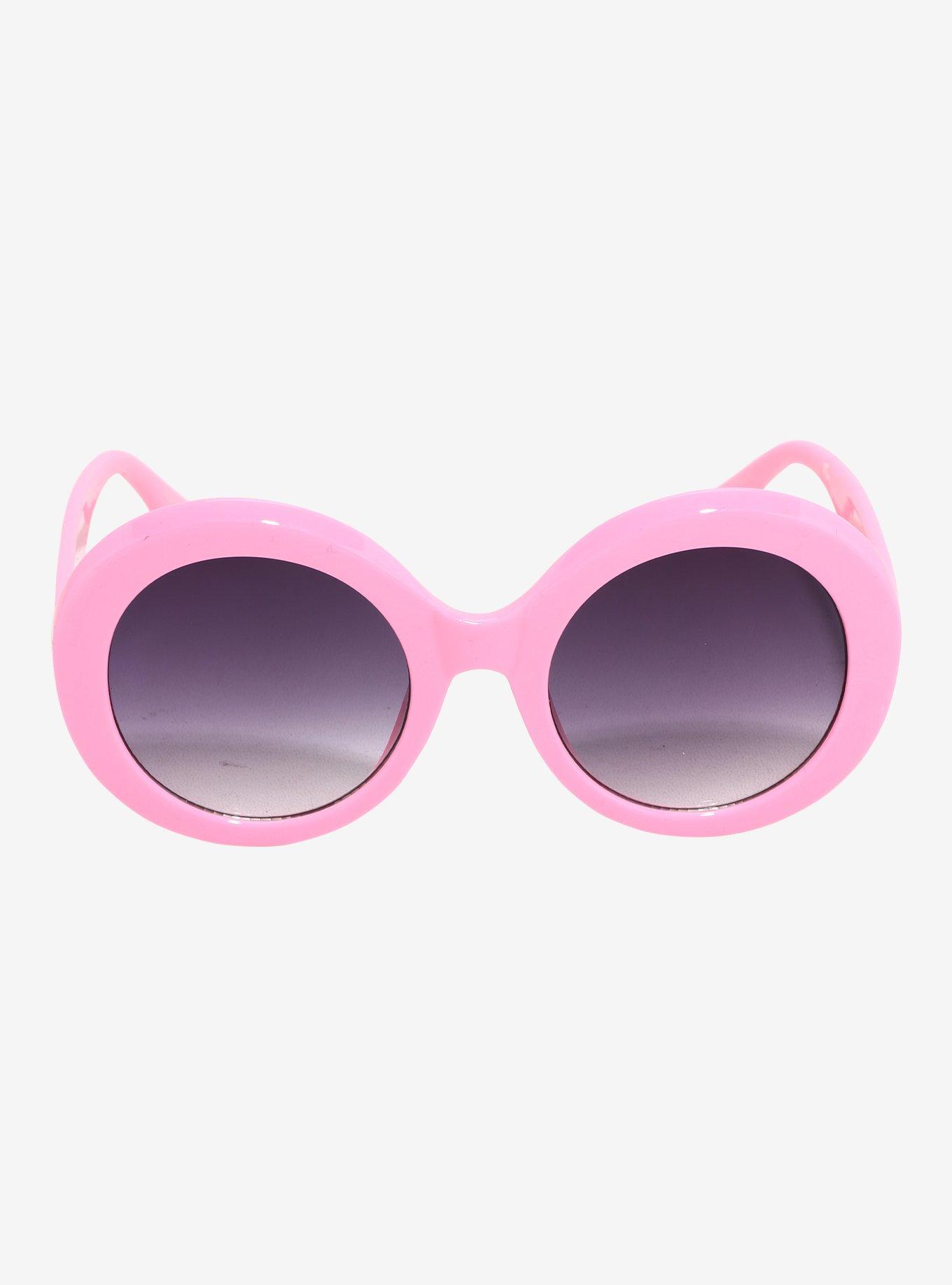 Pink Round Retro Sunglasses, , alternate