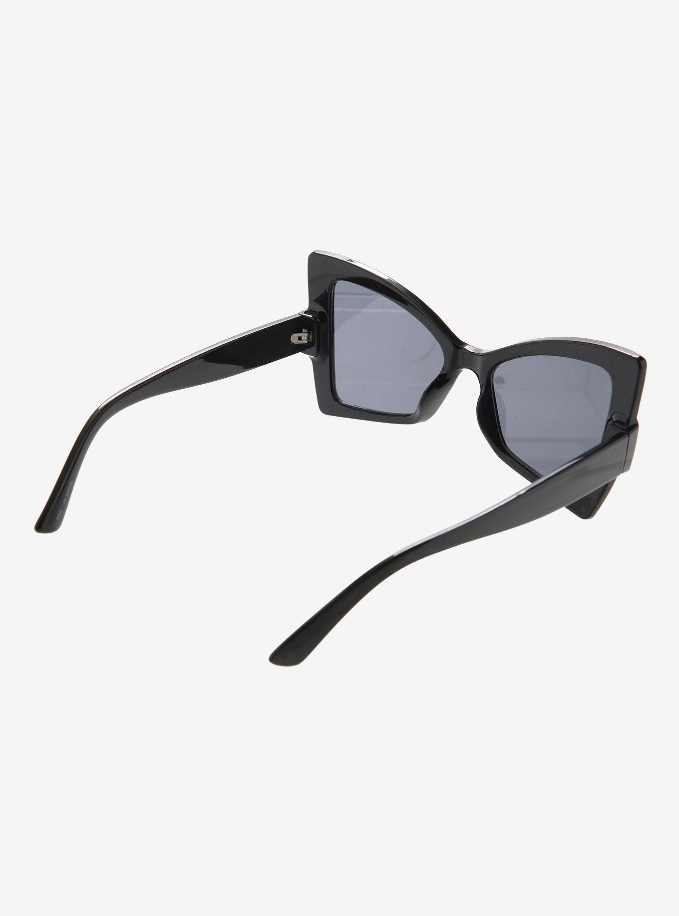 Red & Black Marble Square Cat Eye Sunglasses, , hi-res