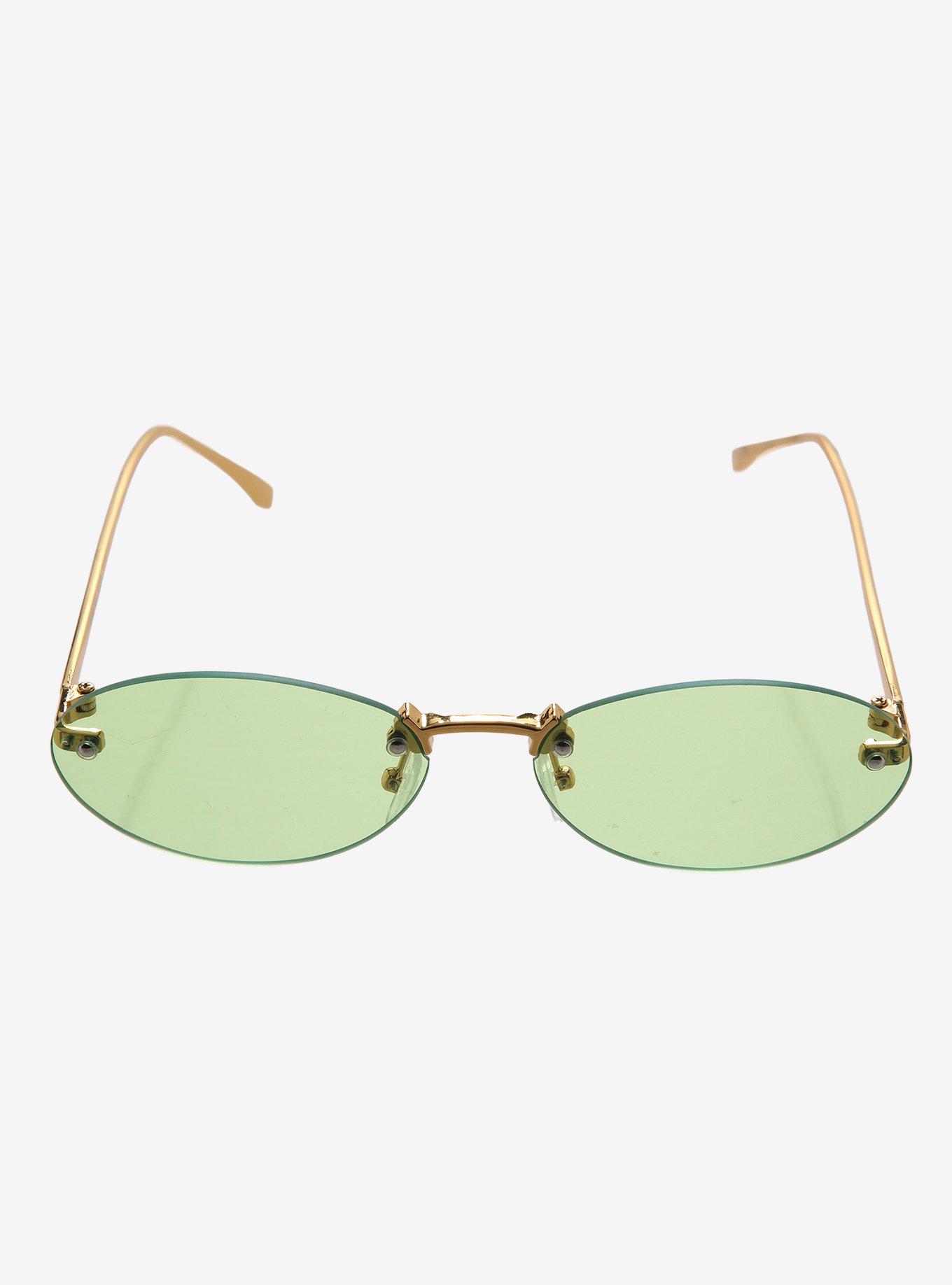 Green Oval Lens Sunglasses, , alternate
