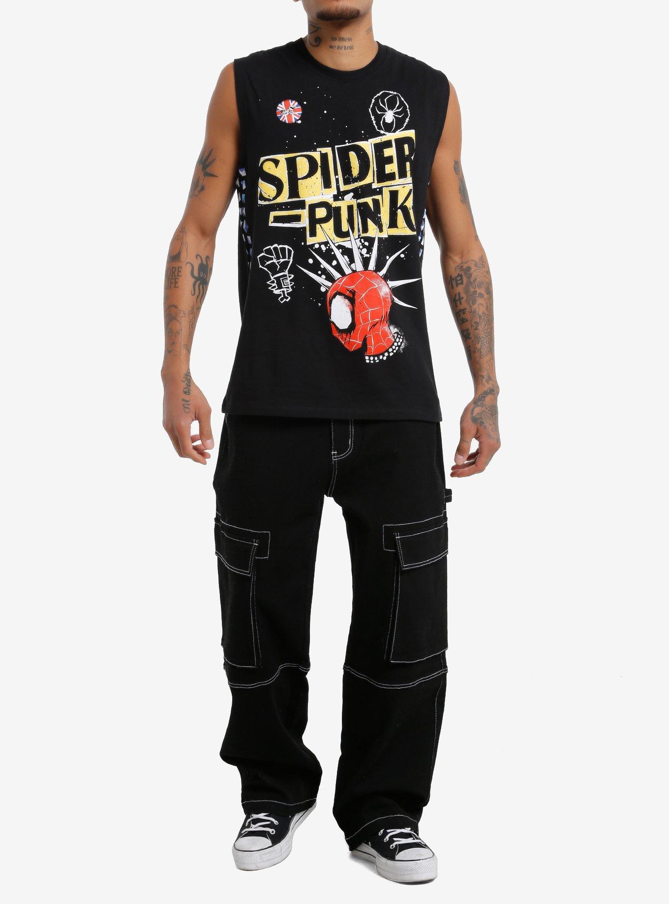 Marvel Spider-Man: Across The Spider-Verse Spider-Punk Muscle Tank Top, BLACK, alternate