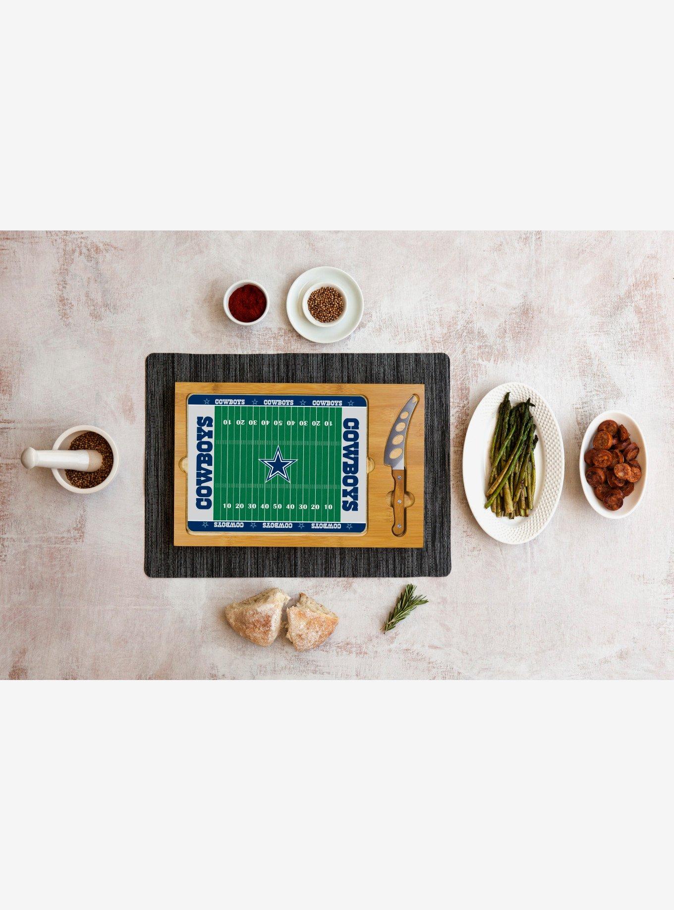 NFL Dallas Cowboys Football Field Glass Top Cutting Board & Knife, , alternate