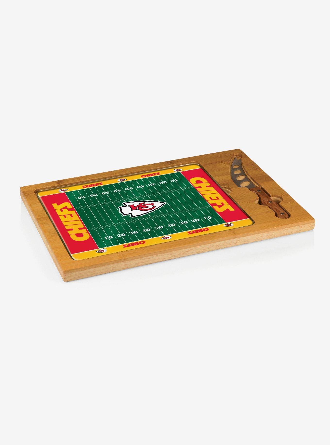 NFL Kansas City Chiefs Football Field Glass Top Cutting Board & Knife, , hi-res