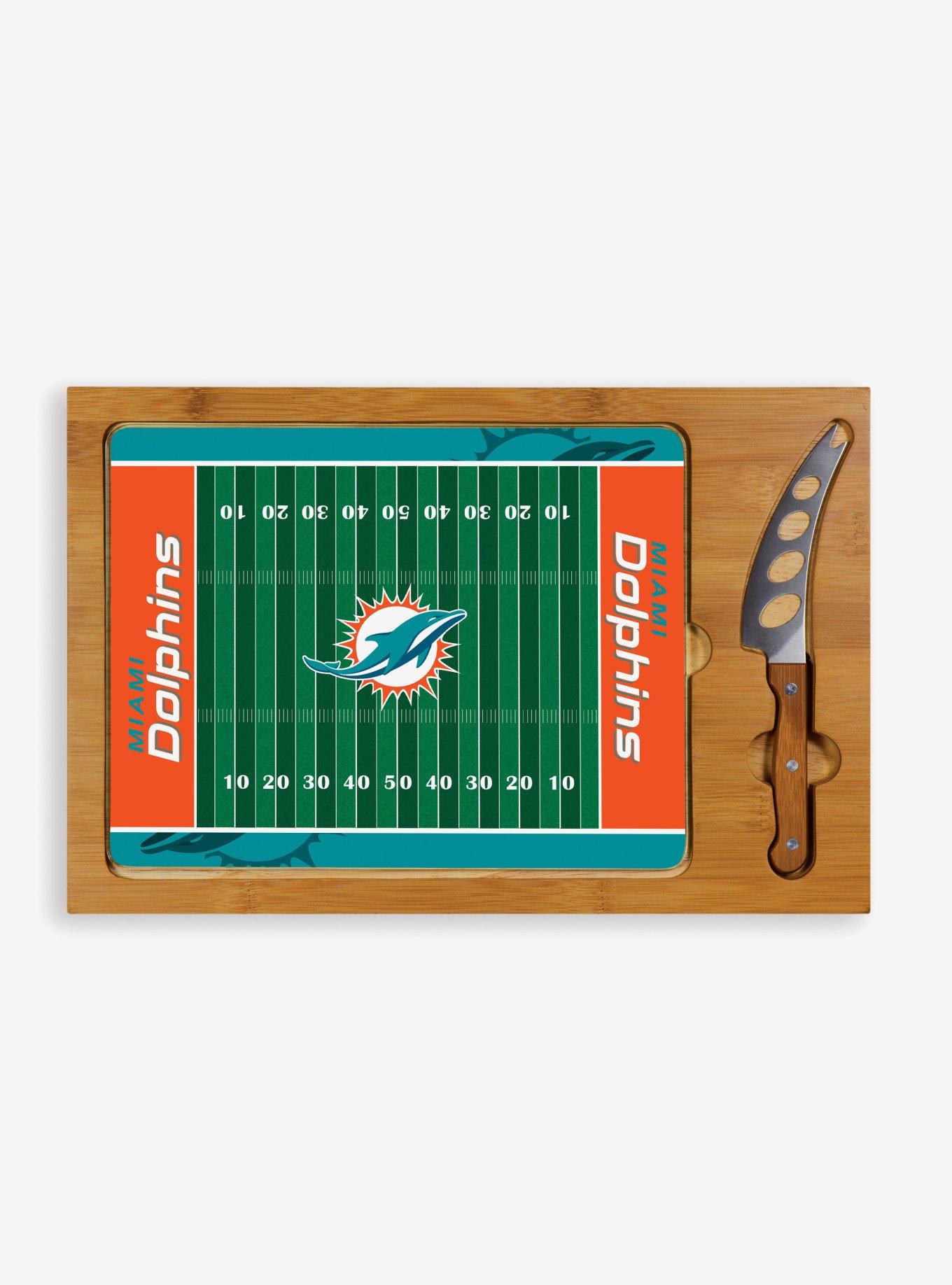 NFL Miami Dolphins Football Field Glass Top Cutting Board & Knife, , alternate