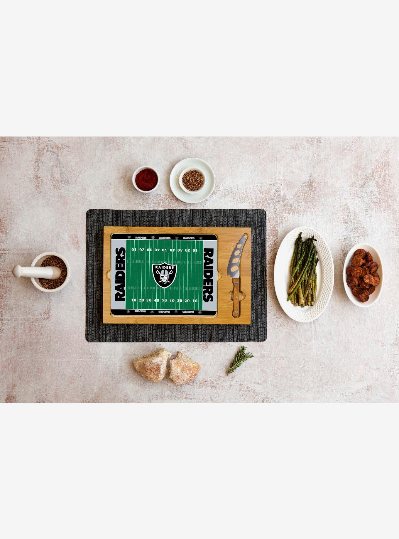 NFL Las Vegas Raiders Football Field Glass Top Cutting Board & Knife, , alternate