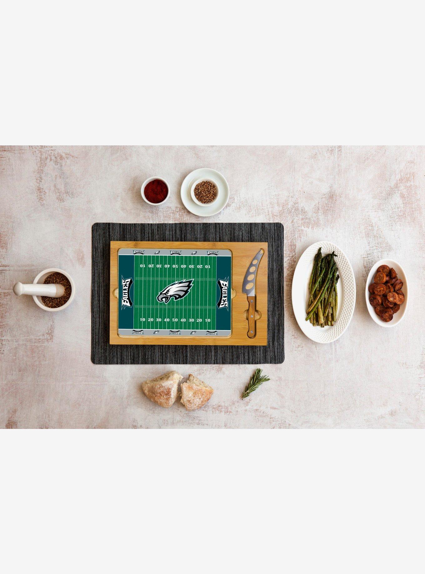 NFL Philadelphia Eagles Football Field Glass Top Cutting Board & Knife, , alternate