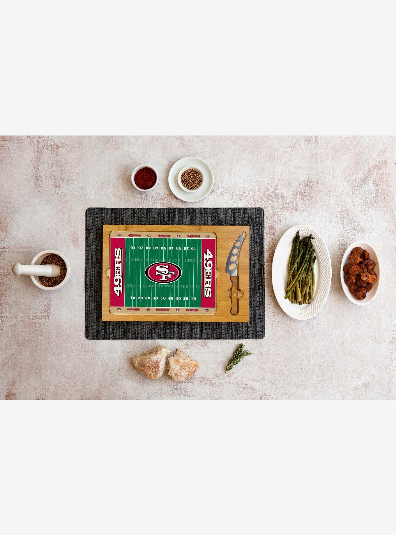 NFL San Francisco 49ers Football Field Glass Top Cutting Board & Knife, , alternate