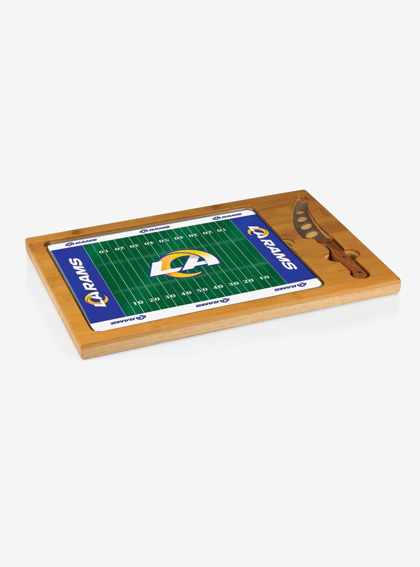 NFL Los Angeles Rams Football Field Glass Top Cutting Board & Knife, , hi-res