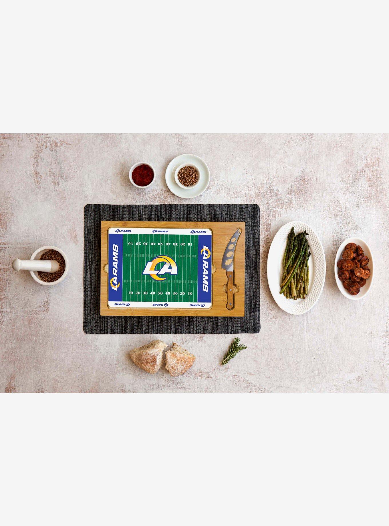 NFL Los Angeles Rams Football Field Glass Top Cutting Board & Knife, , alternate