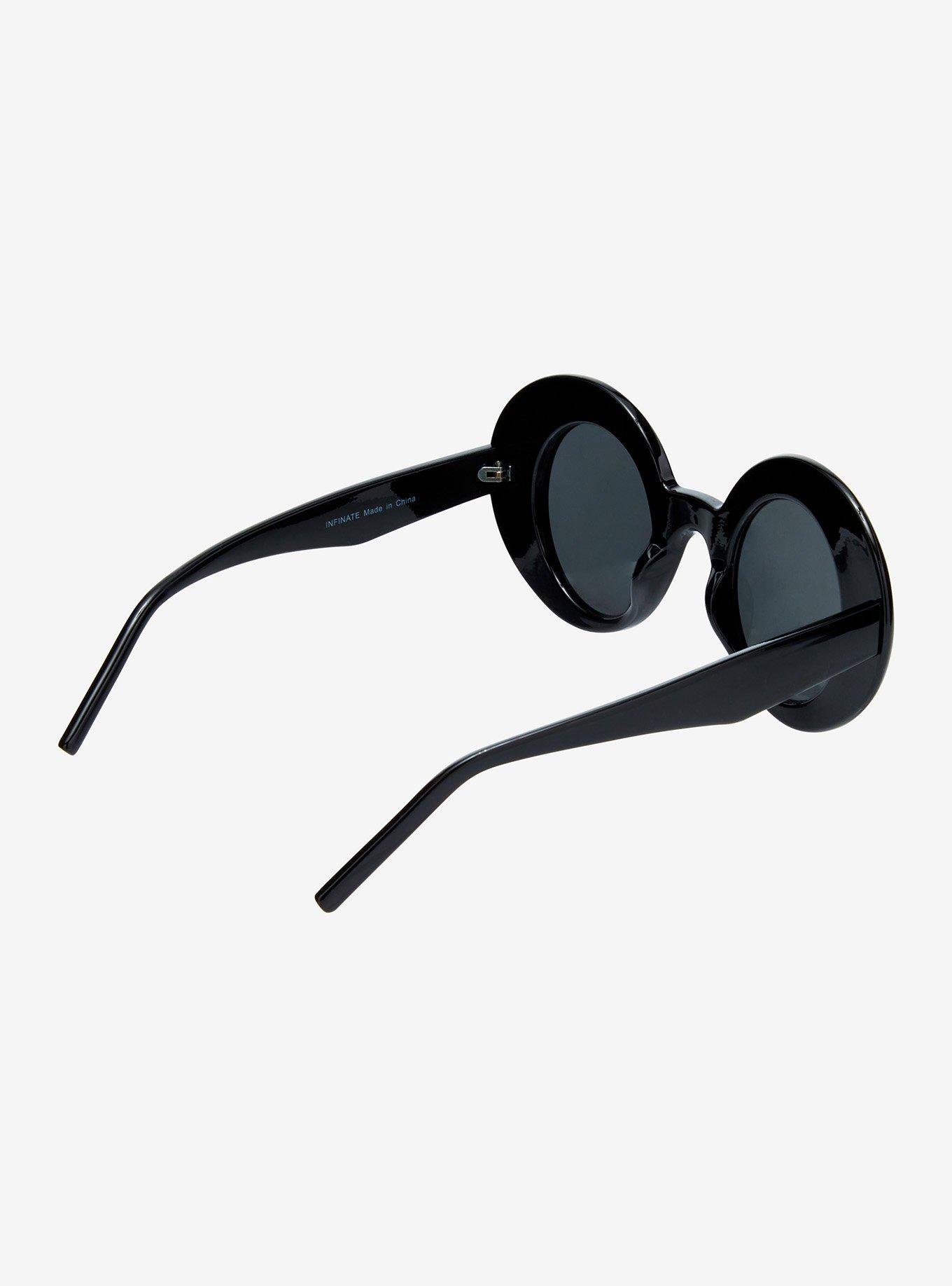 Black Bubble Round Sunglasses, , alternate