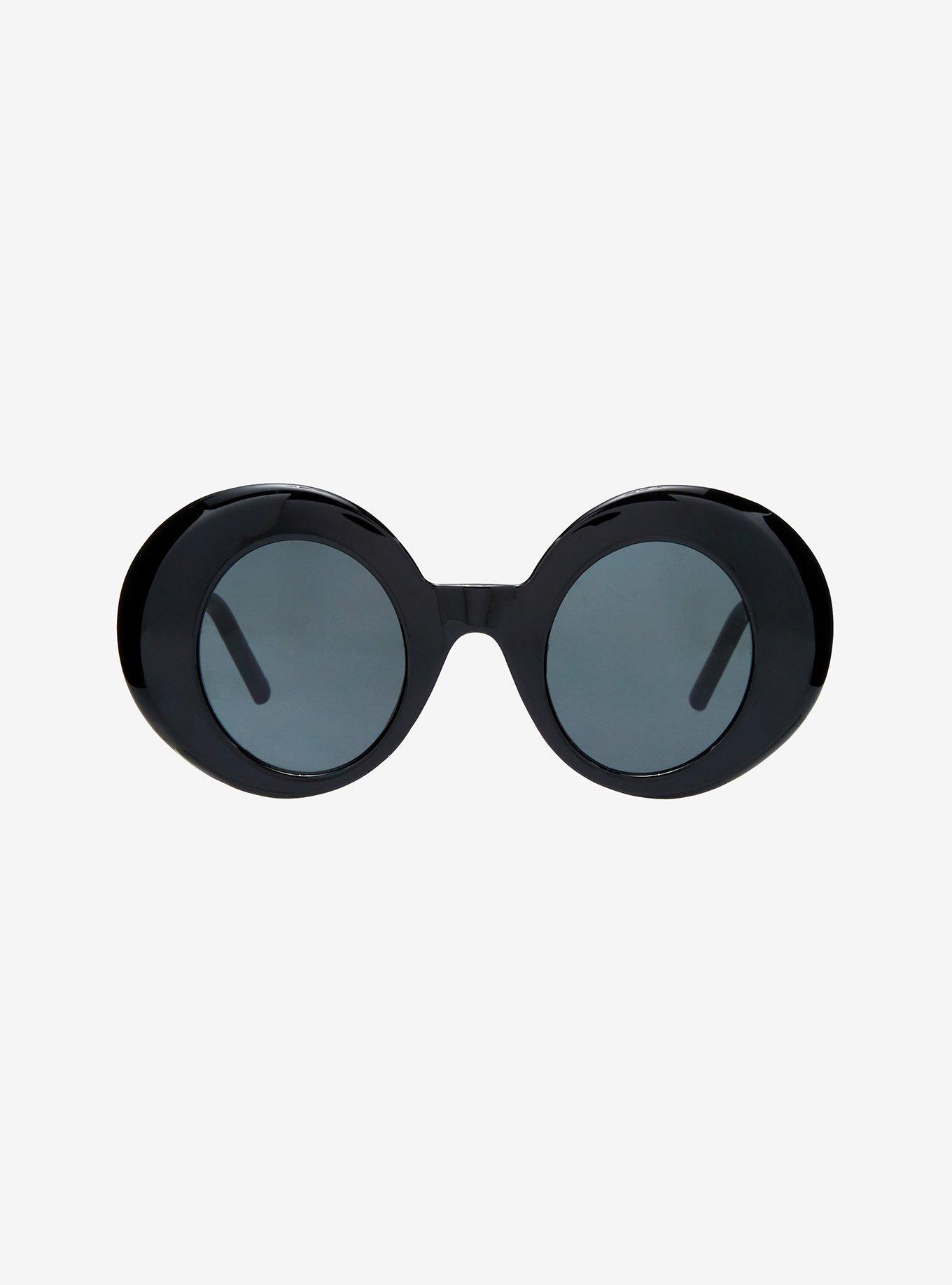 Black Bubble Round Sunglasses, , alternate