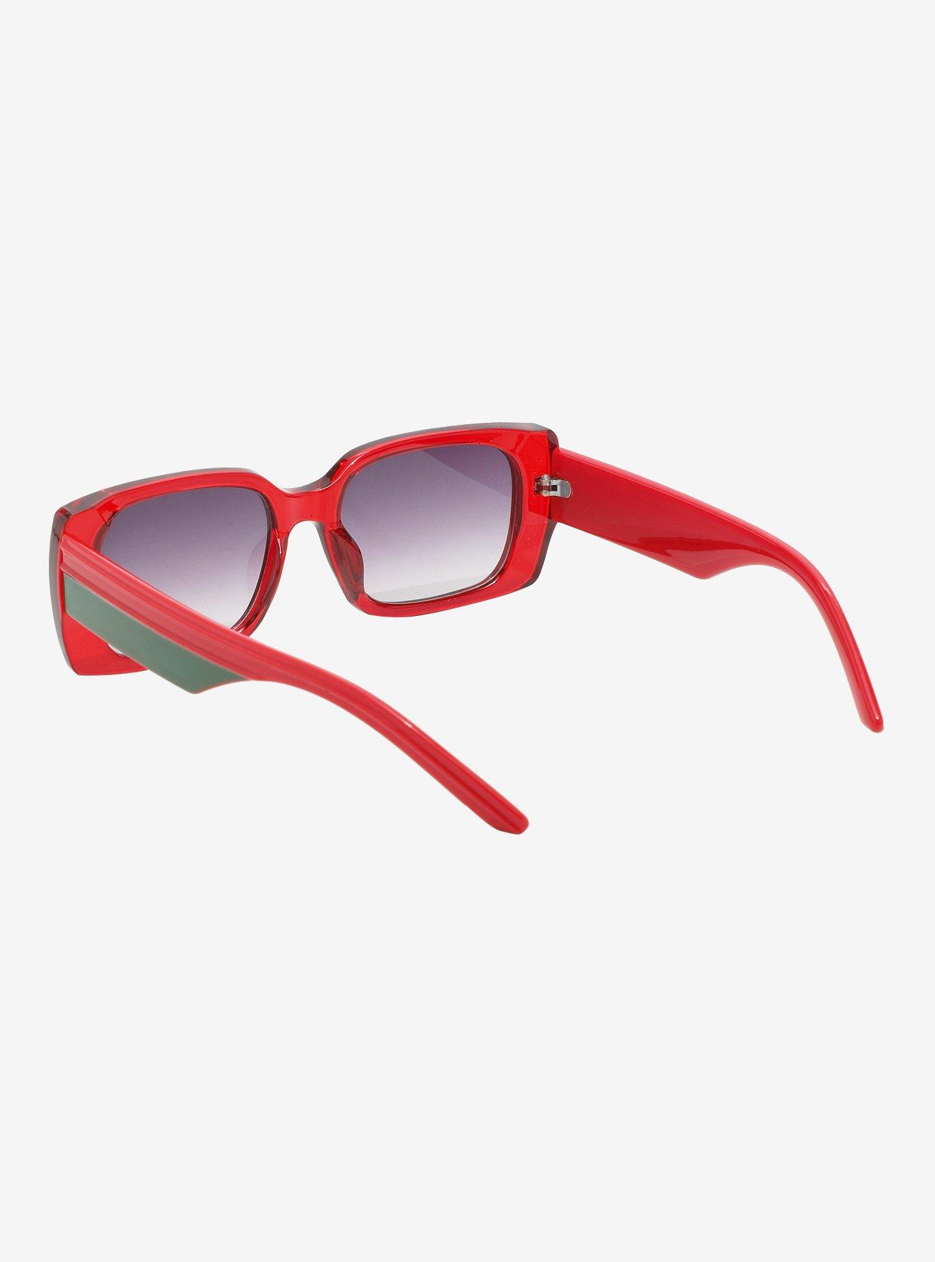 Red Rectangular Sunglasses, , hi-res
