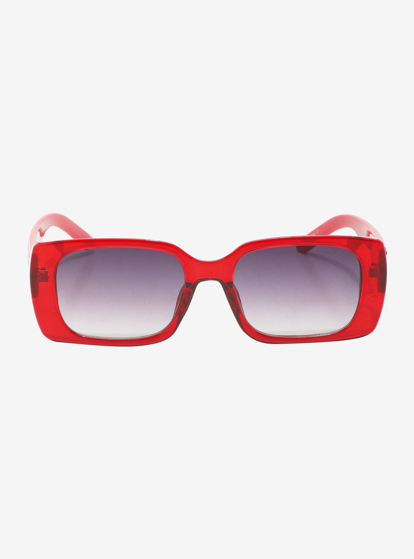 Red Rectangular Sunglasses, , alternate