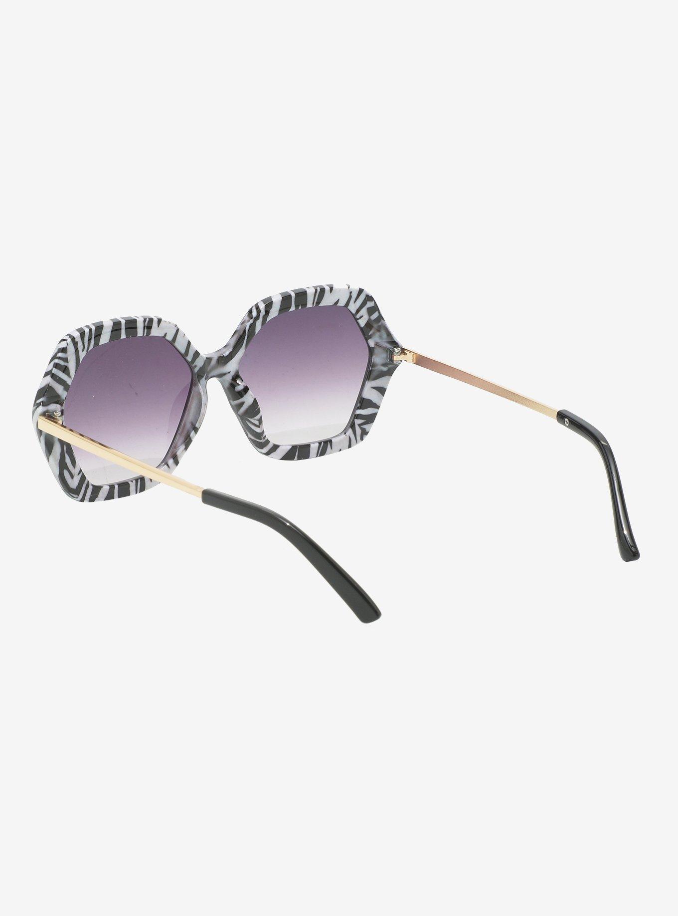 Zebra Hexagonal Sunglasses, , hi-res