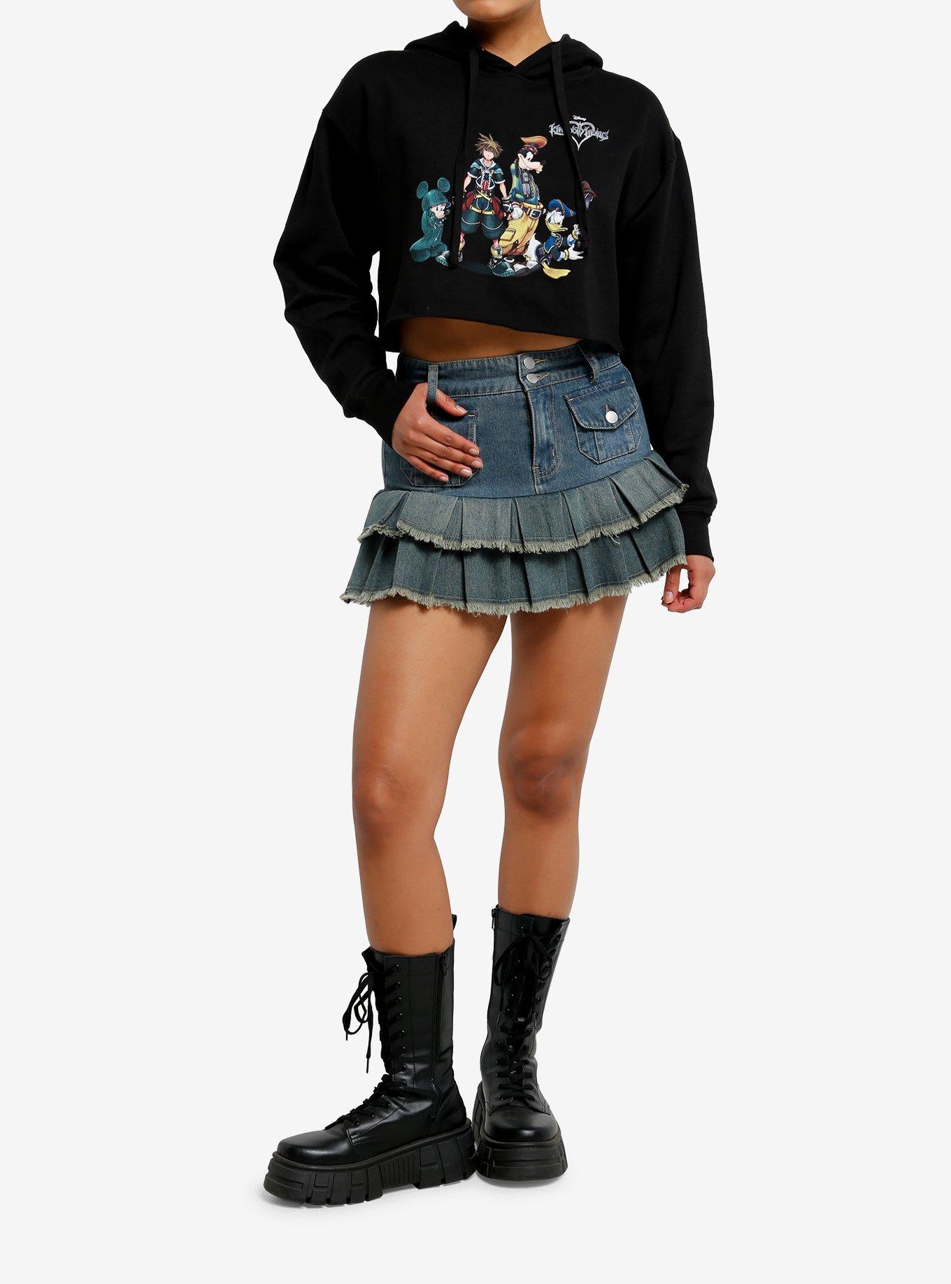 Disney Kingdom Hearts Group Girls Crop Hoodie, , hi-res