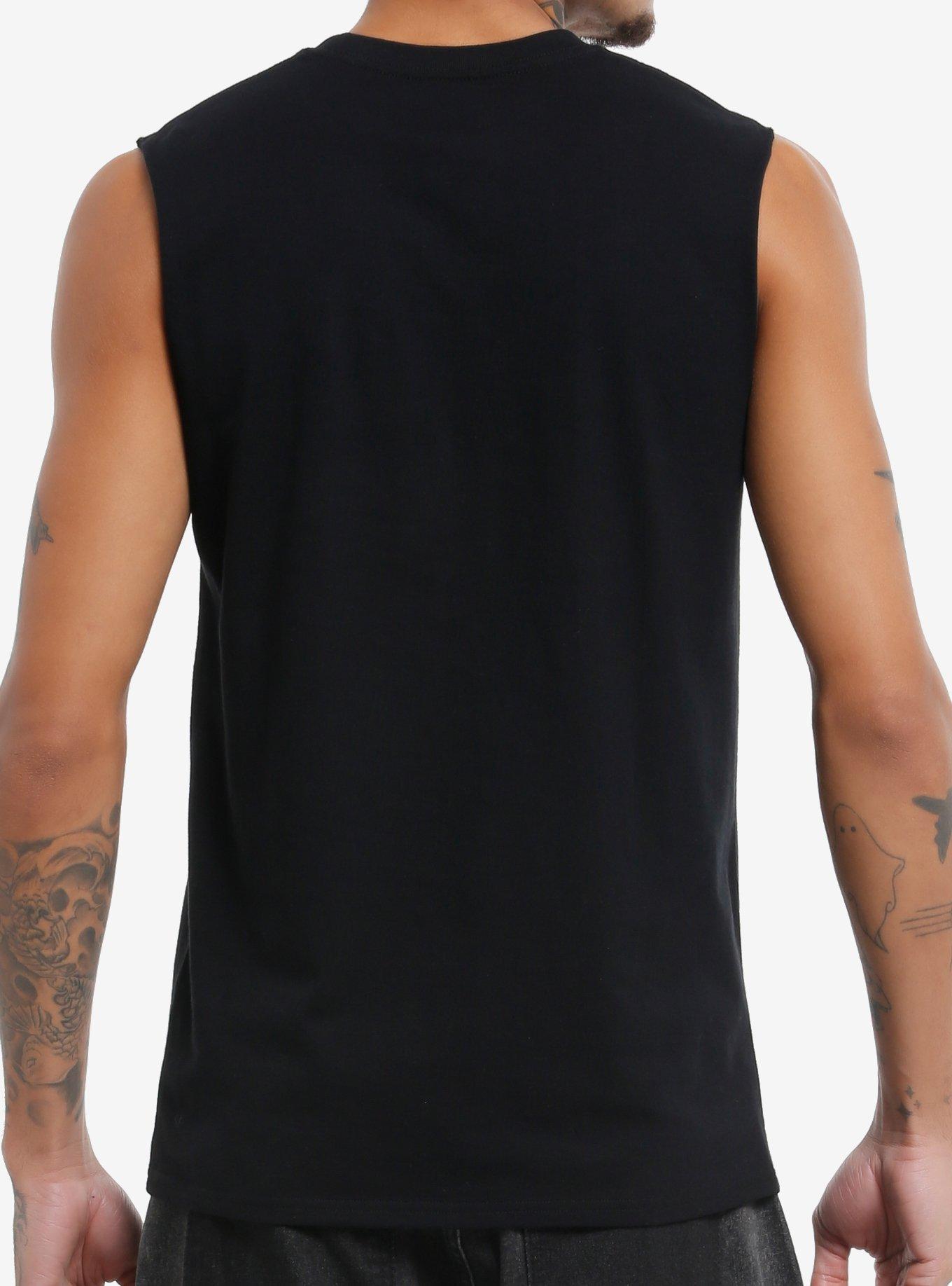 Triple Skull & Sword Foil Muscle Tank Top By Goodie Two Sleeves, , alternate