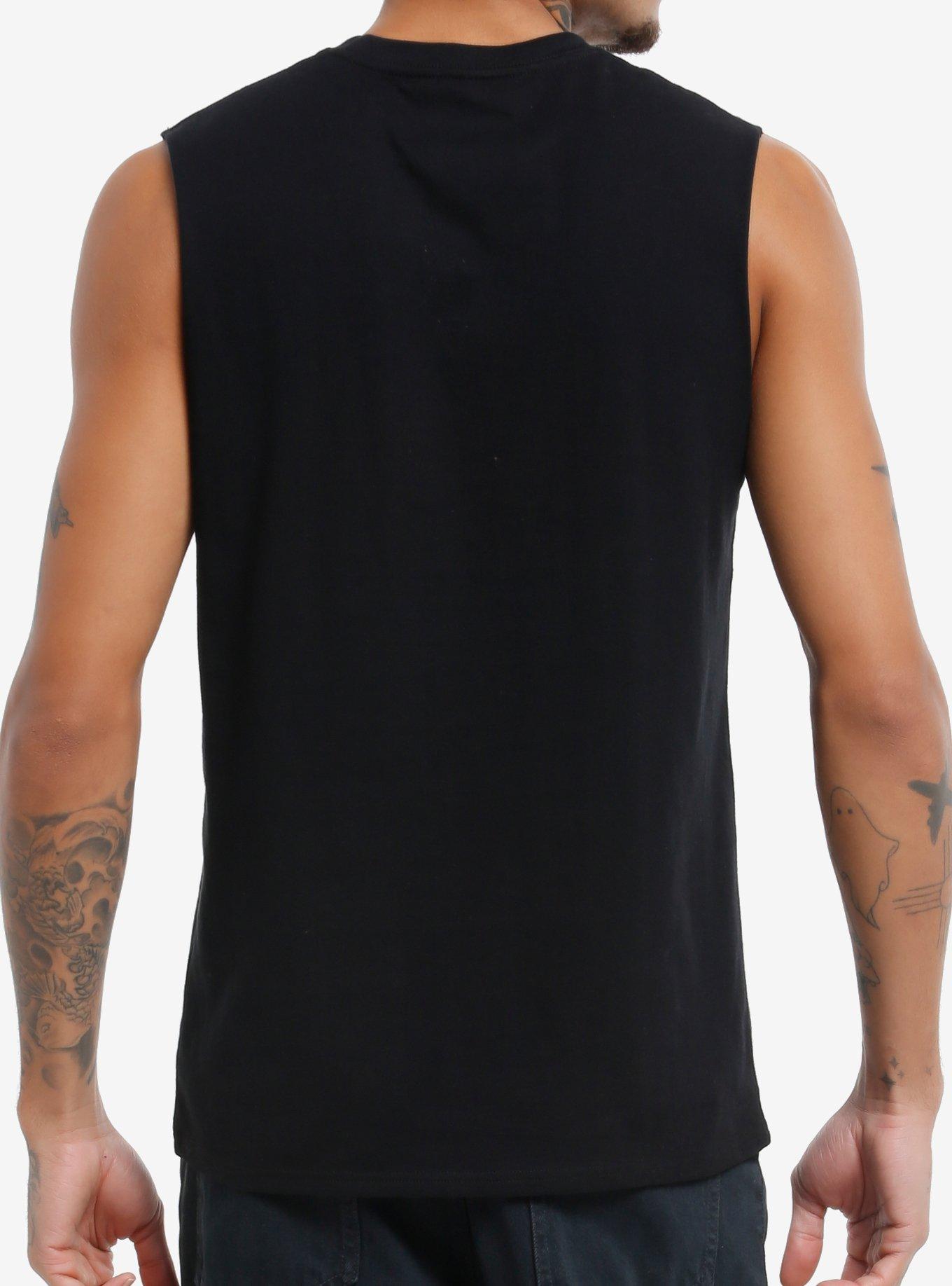 Winged Skeleton Foil Print Muscle Tank Top By Goodies Two Sleeves, , alternate