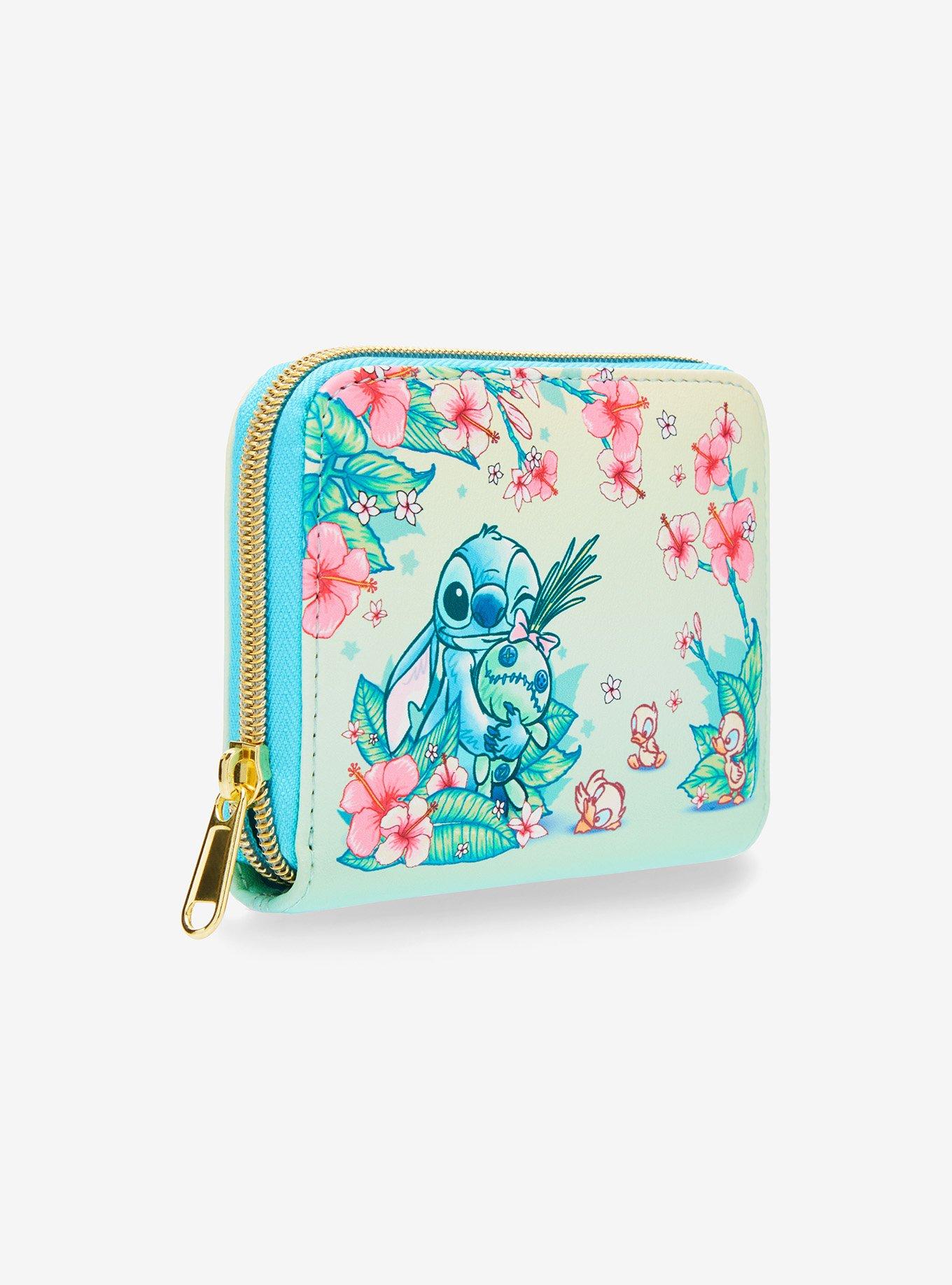 Loungefly Disney Stitch Floral Mini Zipper Wallet, , hi-res