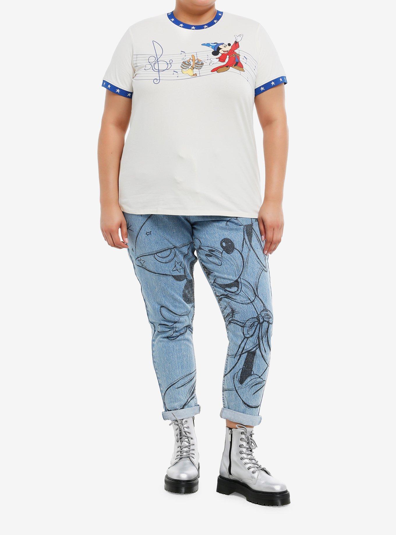 Her Universe Disney Fantasia The Sorcerer's Apprentice Mickey Mouse Girls Ringer T-Shirt Plus Size, MULTI, alternate