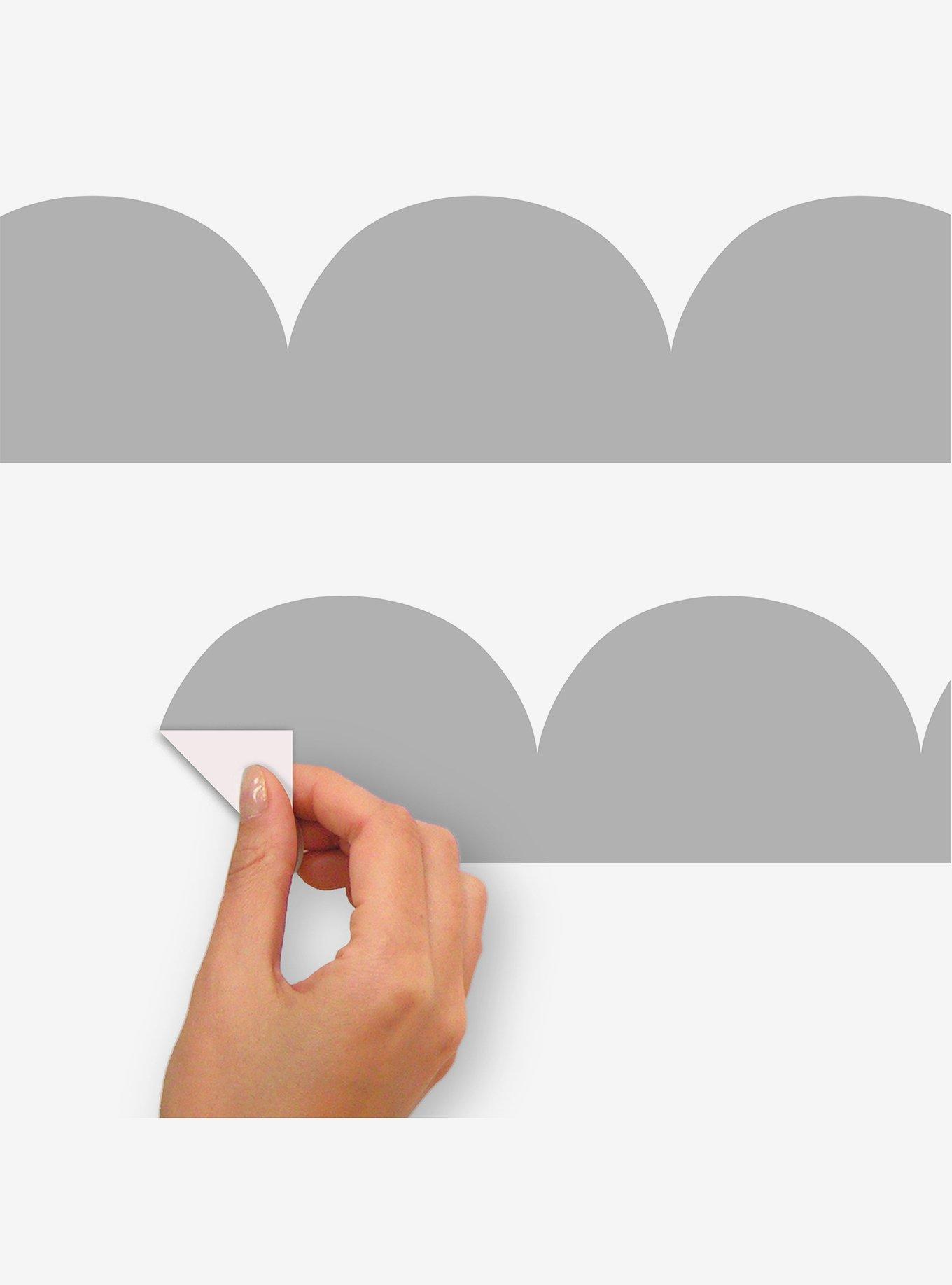 Grey Peel & Stick Scallop Border Decal, , alternate