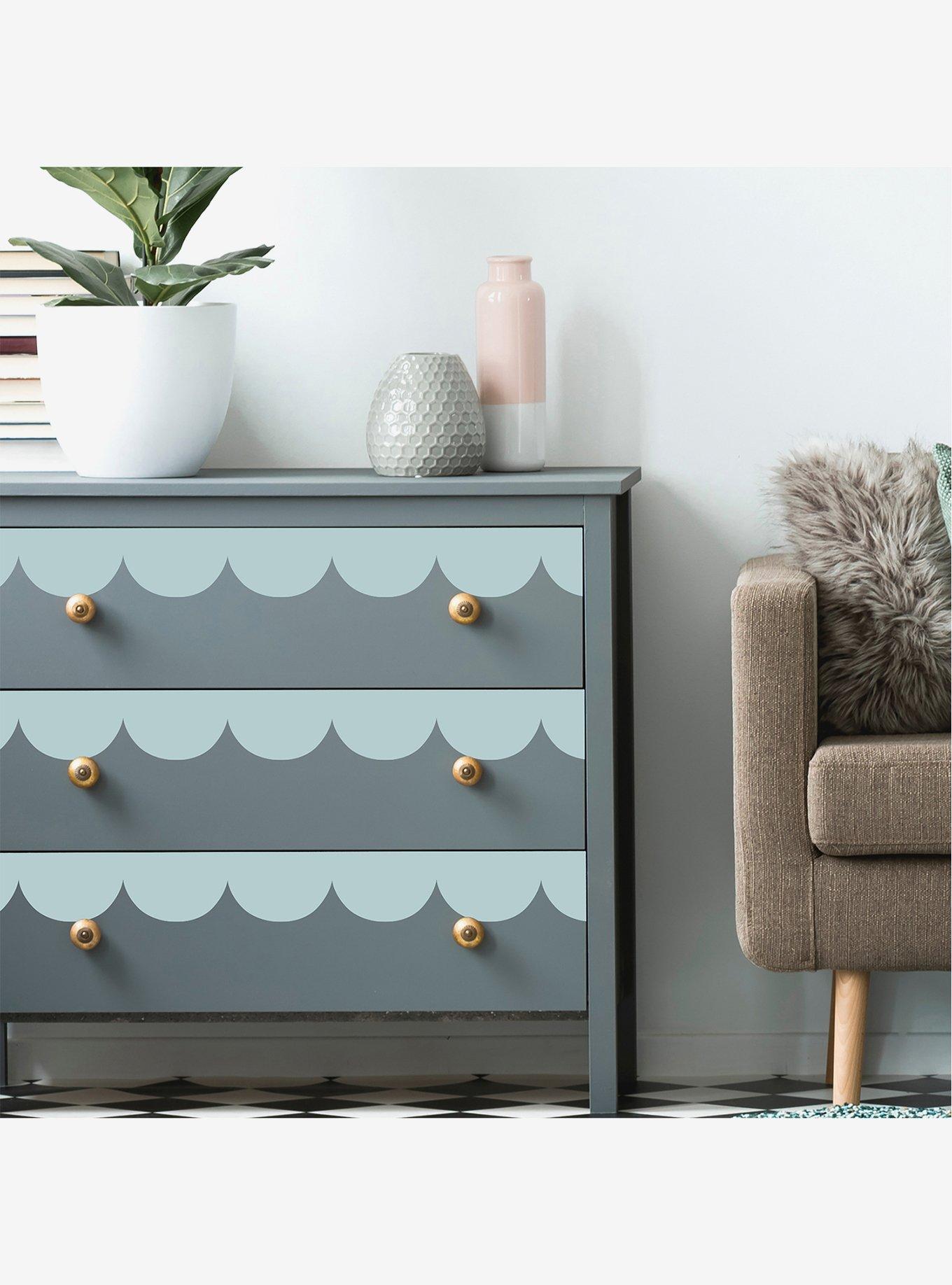 Teal Peel & Stick Scallop Border Decal, , hi-res