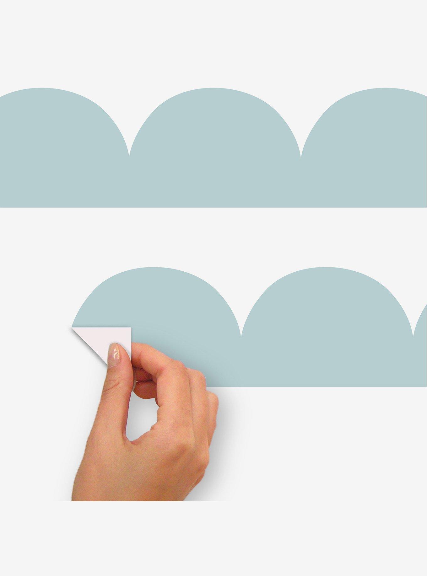 Teal Peel & Stick Scallop Border Decal, , alternate