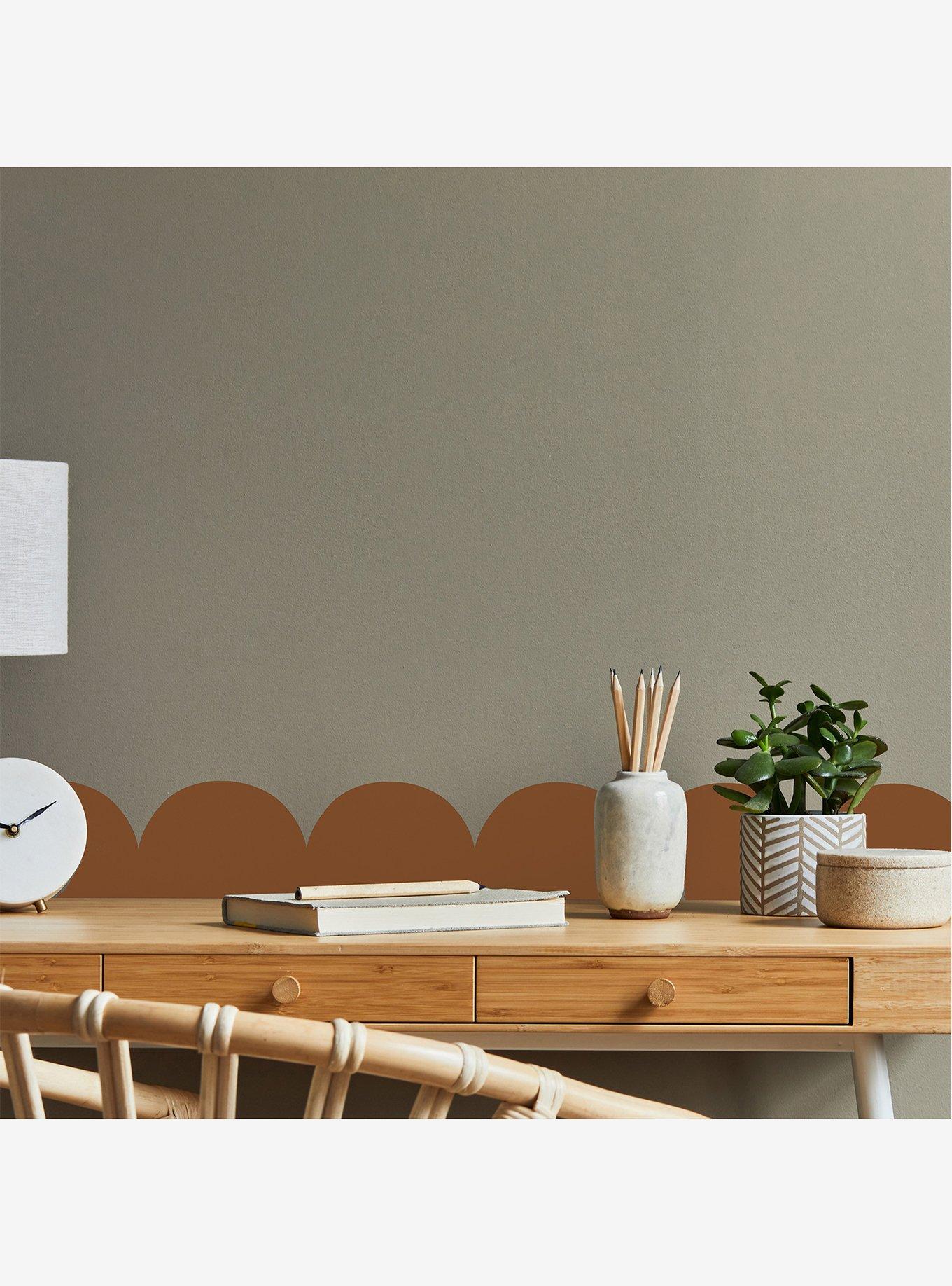 Brown Peel & Stick Scallop Border Decal, , alternate