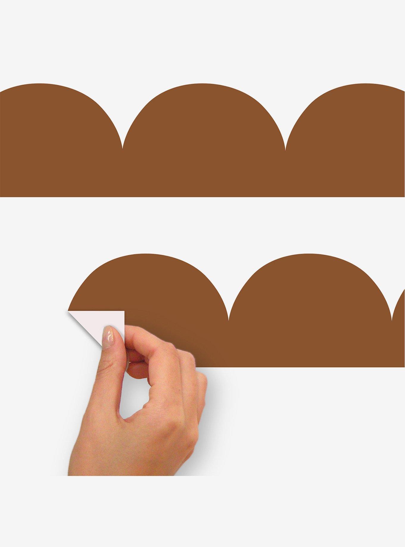 Brown Peel & Stick Scallop Border Decal, , alternate