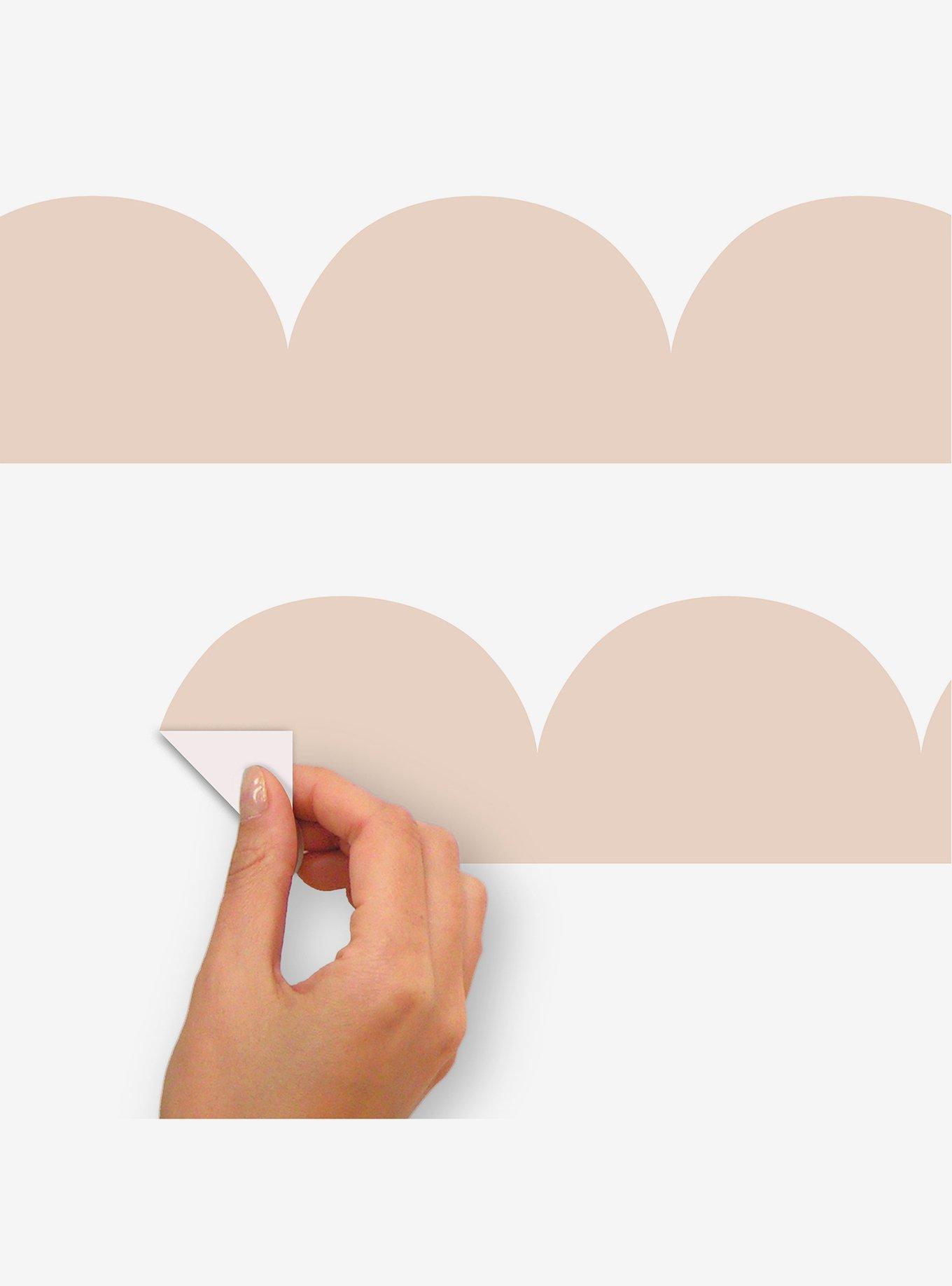 Tan Peel & Stick Scallop Border Decal, , alternate