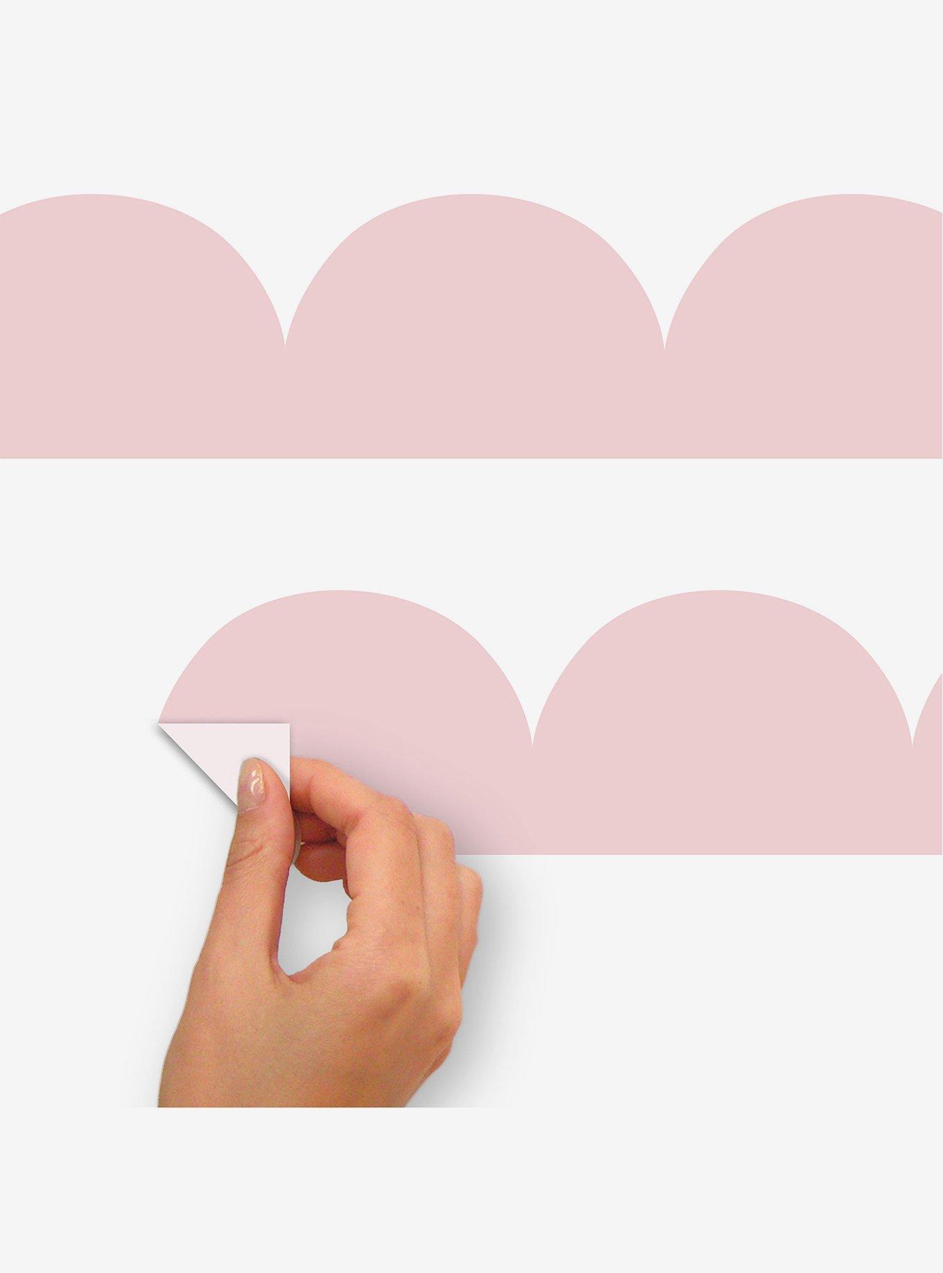 Pink Peel & Stick Scallop Border Decal, , alternate