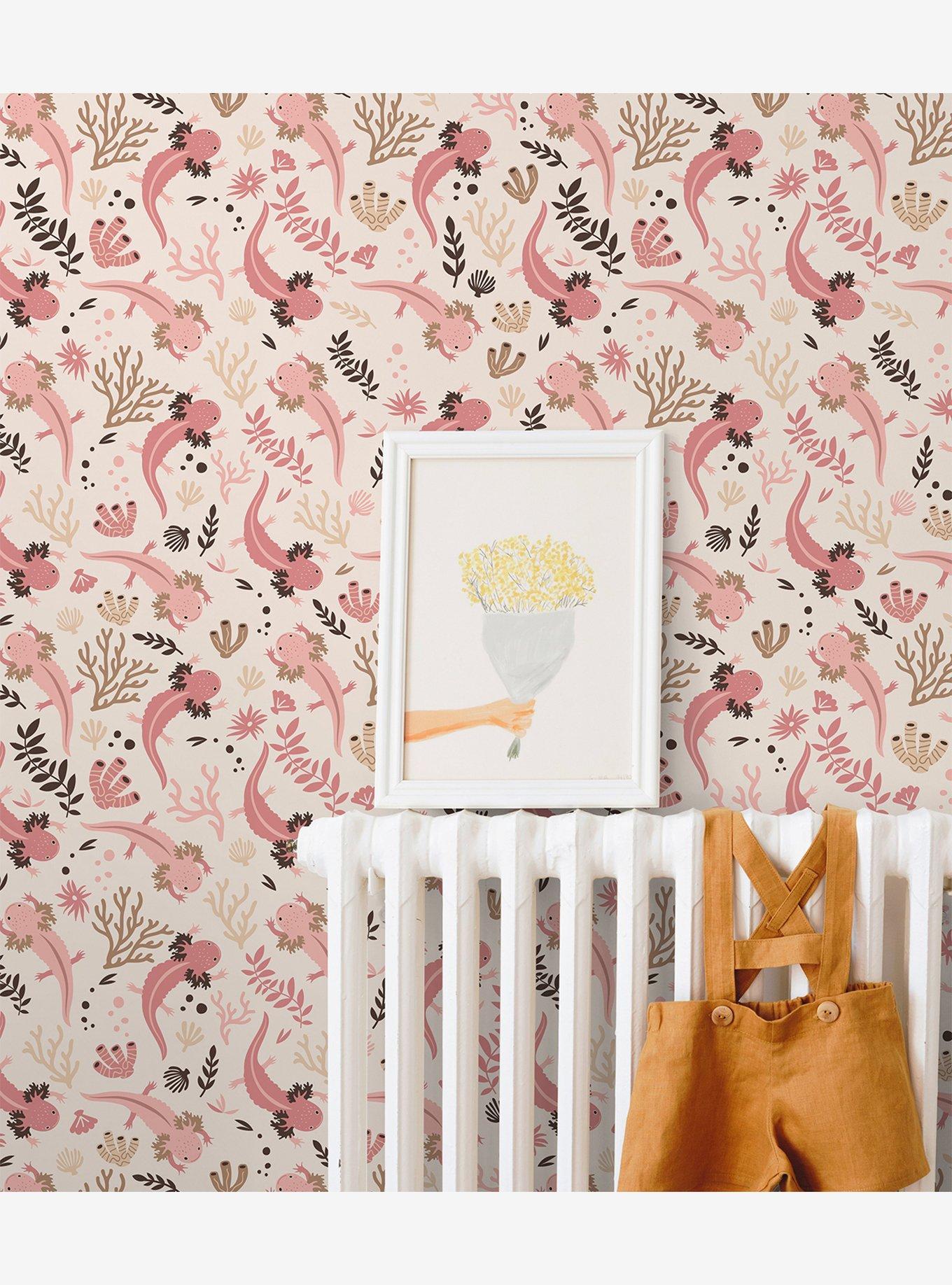 Axolotl Pink Underwater Garden Peel & Stick Wallpaper, , hi-res