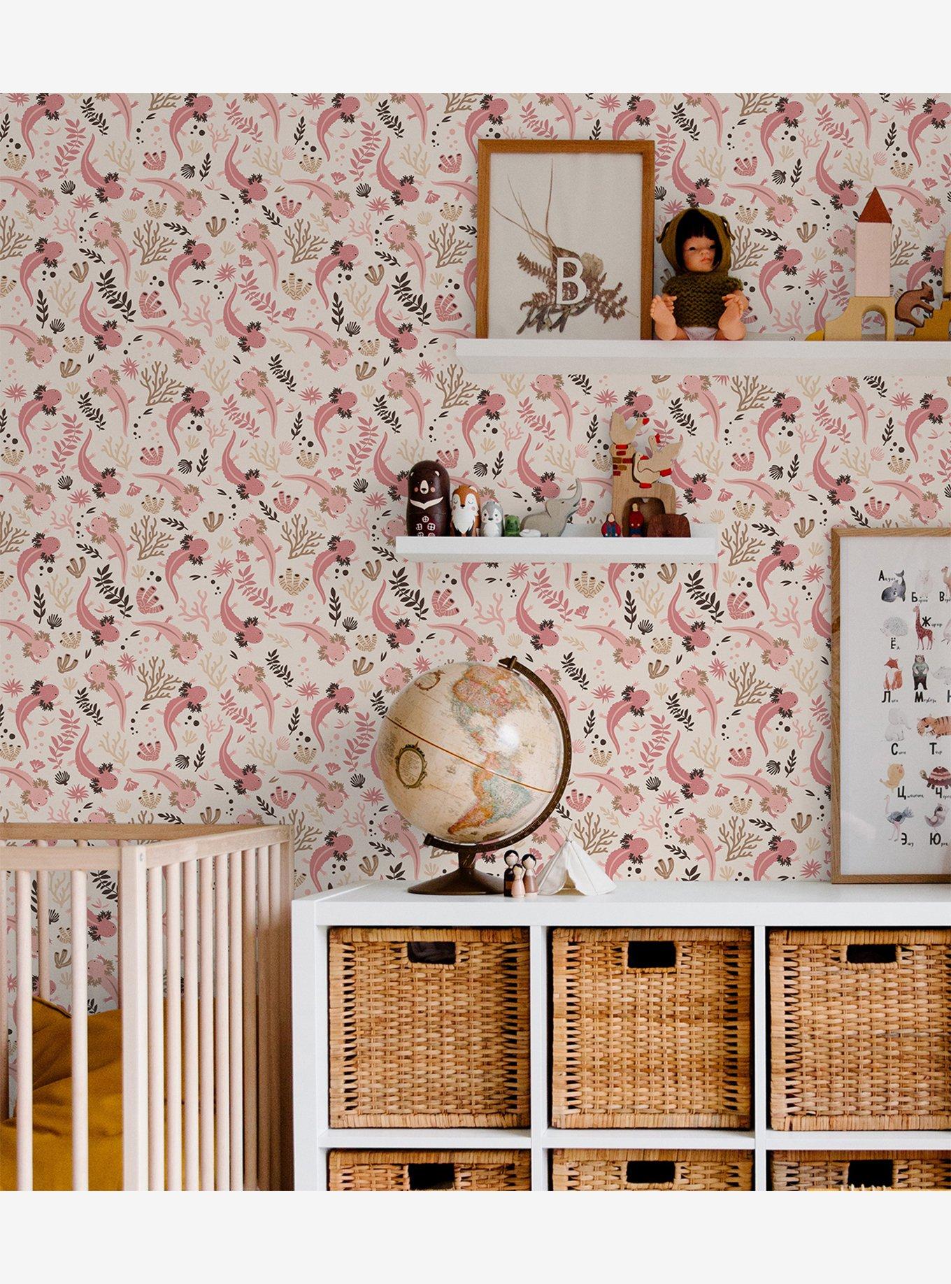 Axolotl Pink Underwater Garden Peel & Stick Wallpaper, , alternate