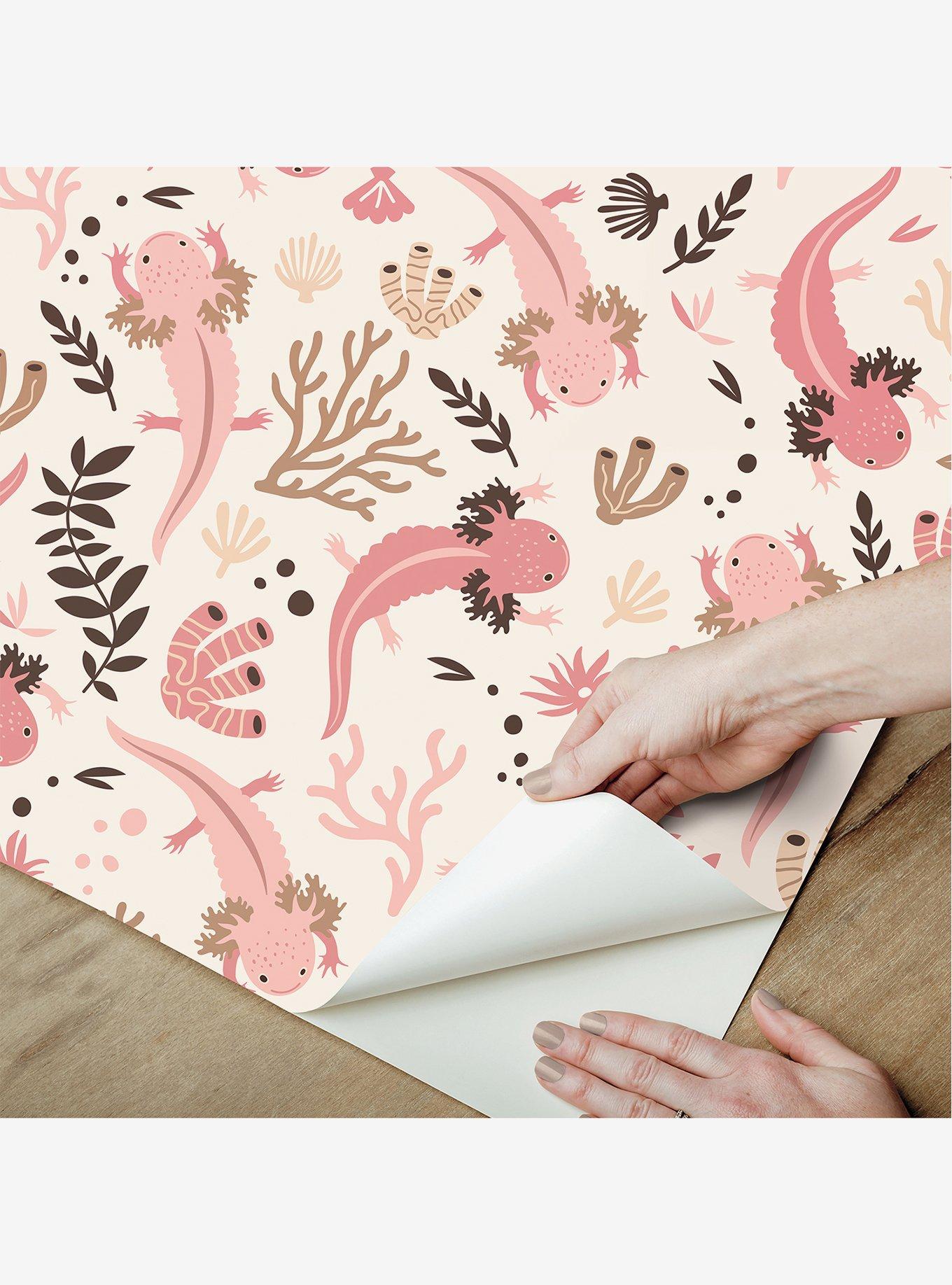 Axolotl Pink Underwater Garden Peel & Stick Wallpaper, , alternate