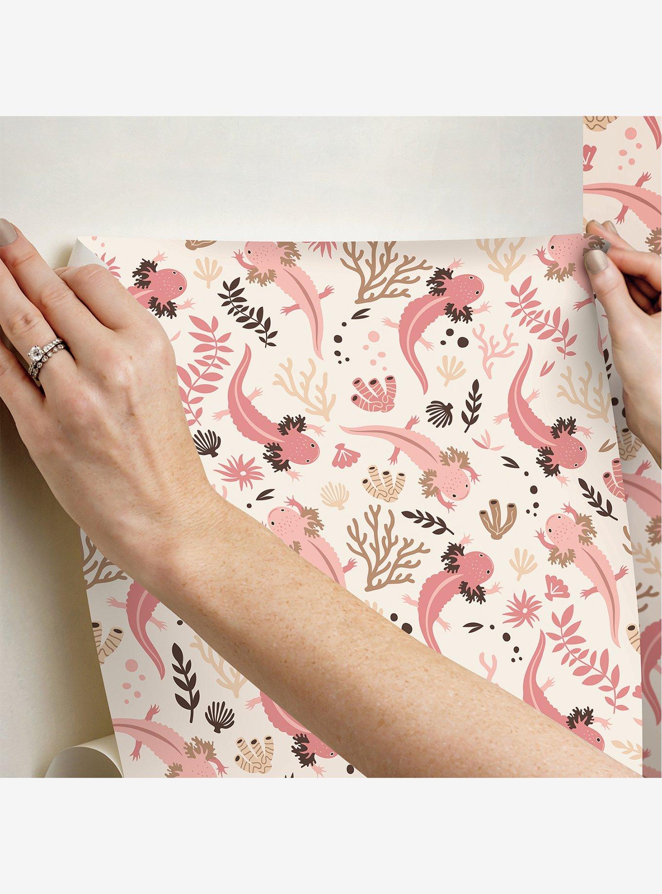 Axolotl Pink Underwater Garden Peel & Stick Wallpaper, , alternate