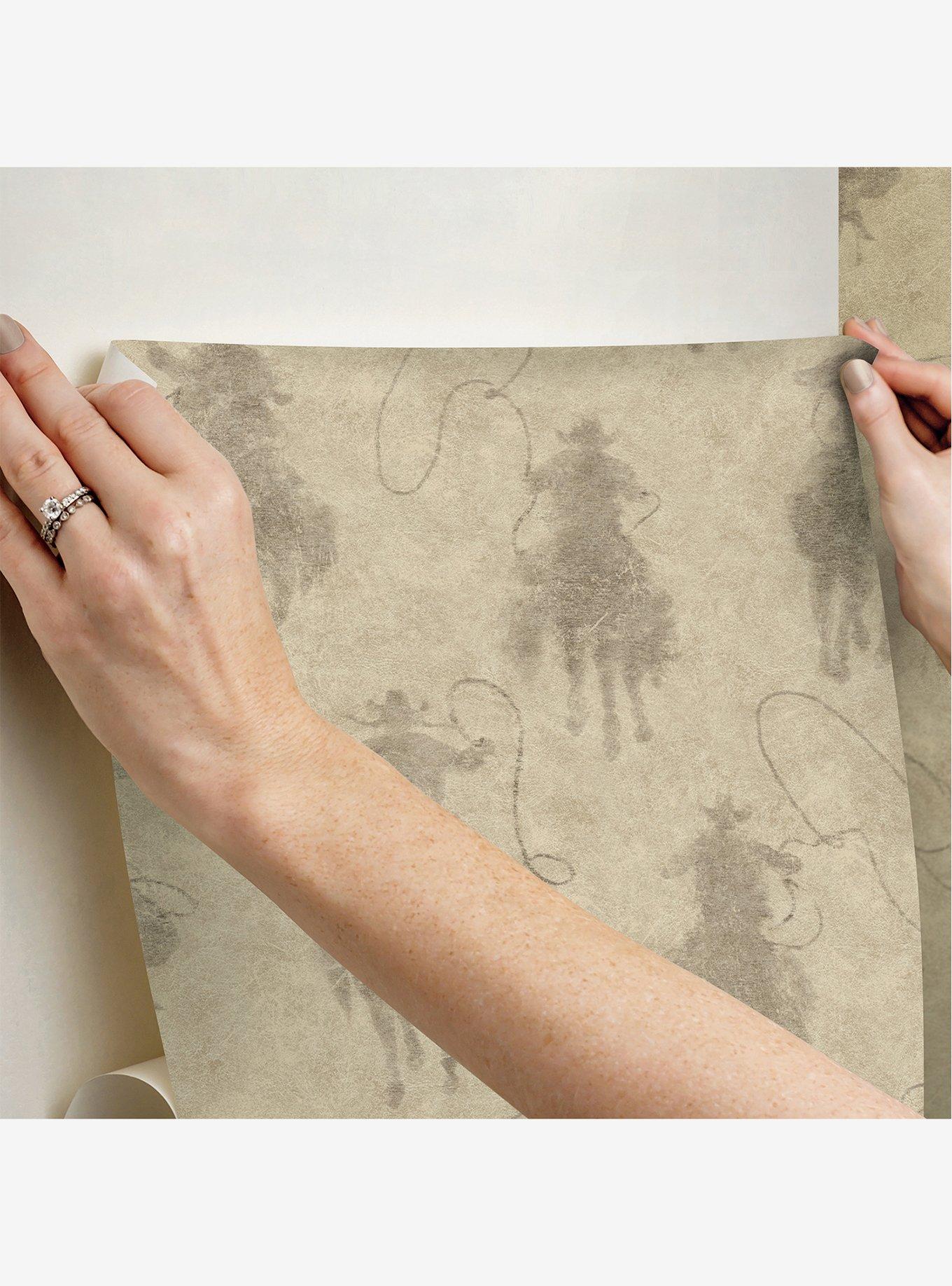 Yellowstone Stockman Silhouette Beige Peel & Stick Wallpaper, , alternate
