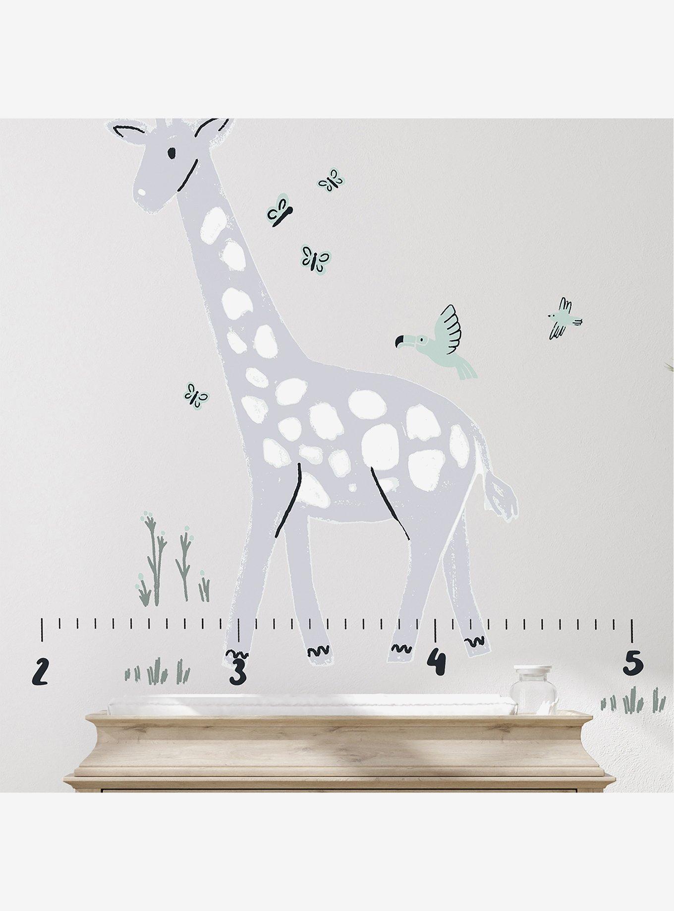 Giraffe Growth Chart Grey Wall Decals