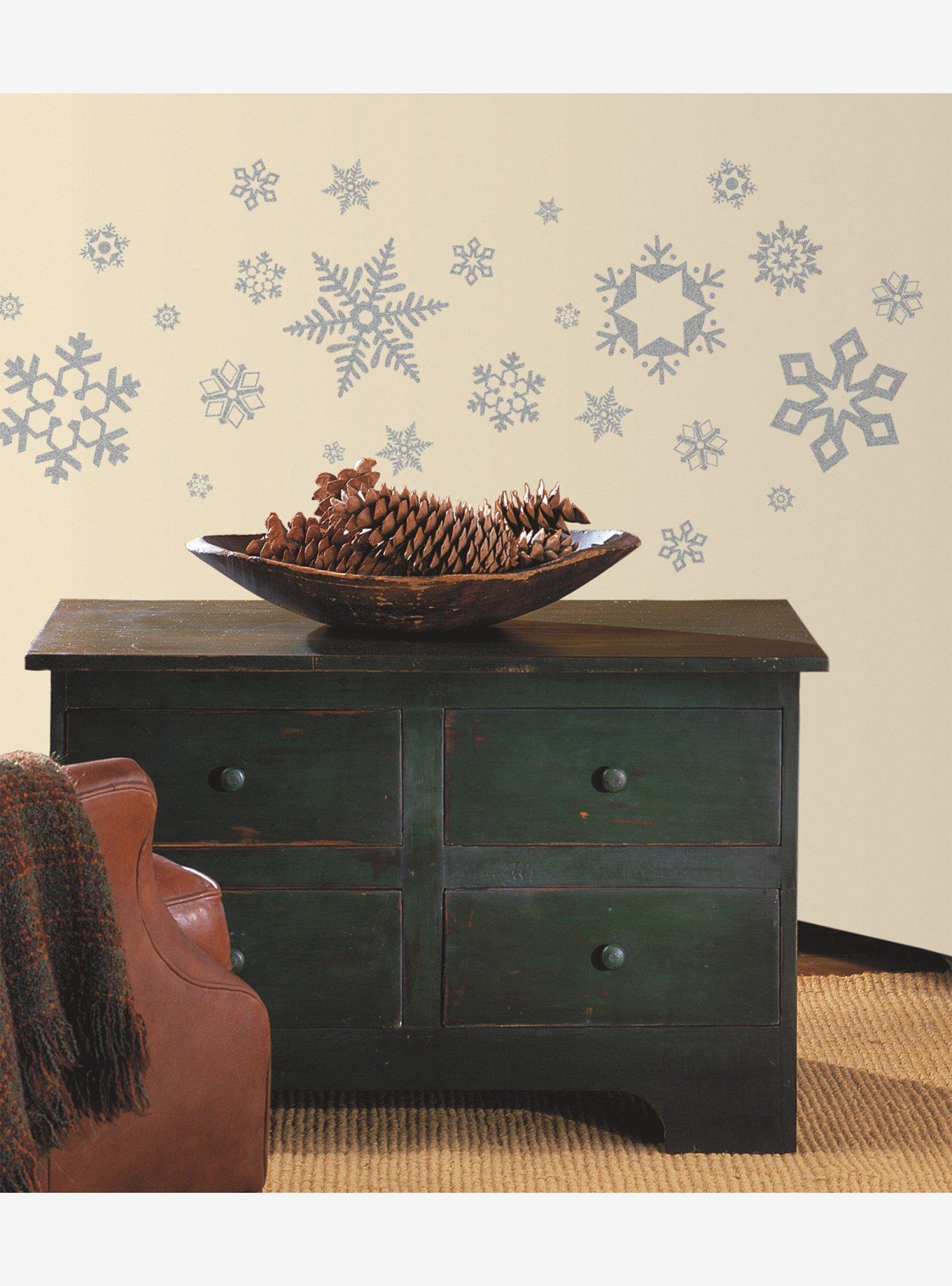 Grey Glitter Snowflakes Wall Decals, , alternate